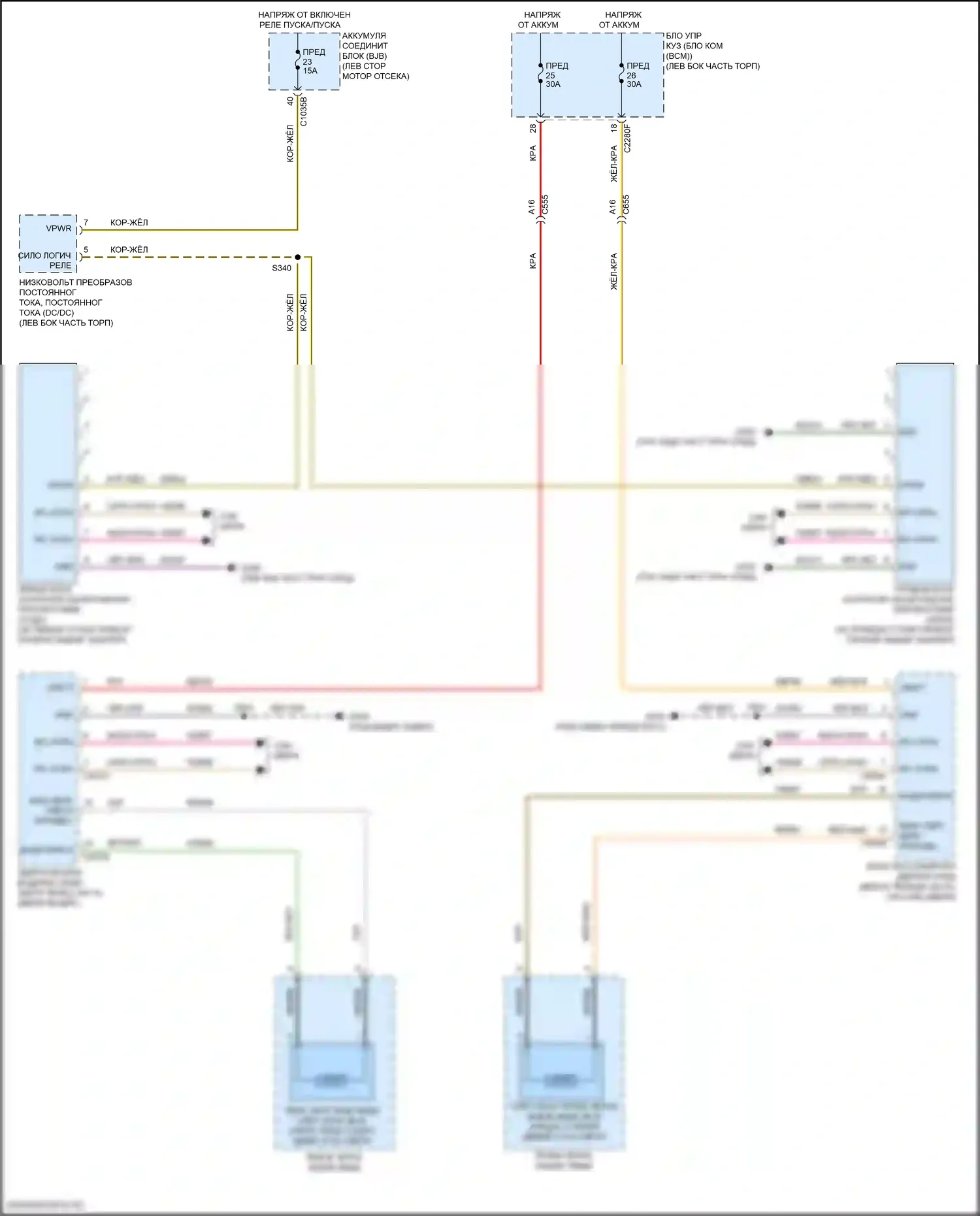 Edge Ford II рестайлинг (2018-2023): Электросхема информационной системы в слепой зоне 