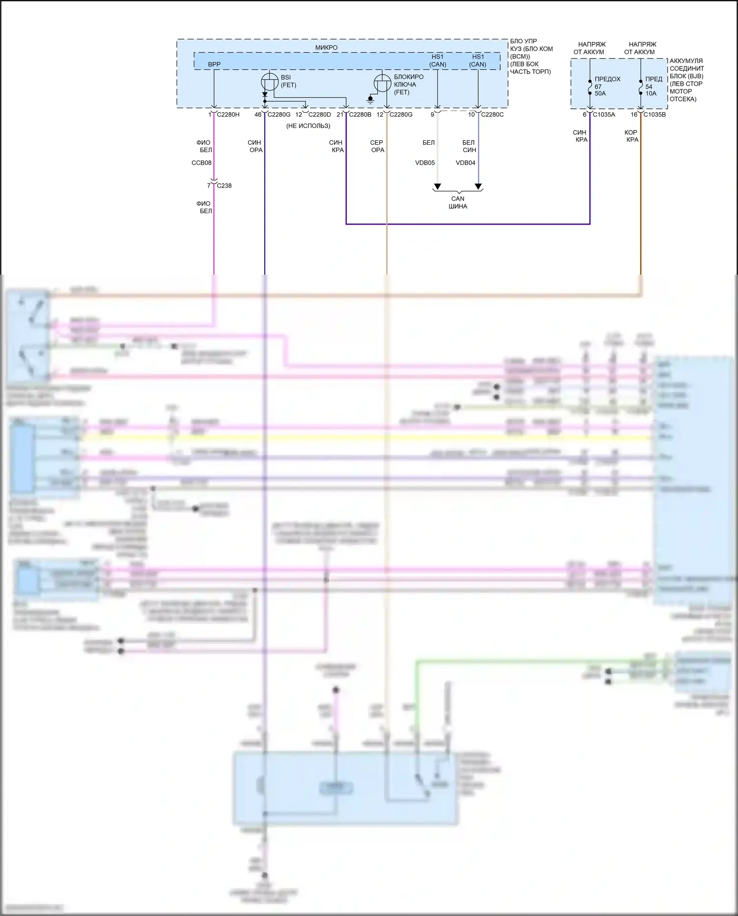 Edge Ford II (2015-2018): Электросхема блокировки селектора 