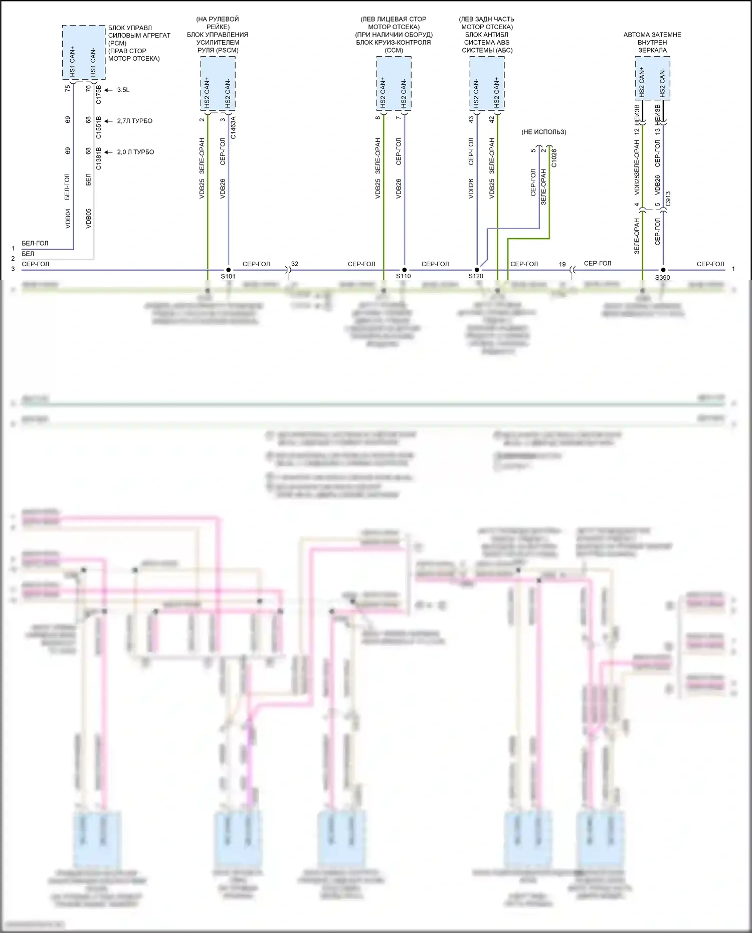 Edge Ford II (2015-2018): Can шина электросхема (2 из 3) 