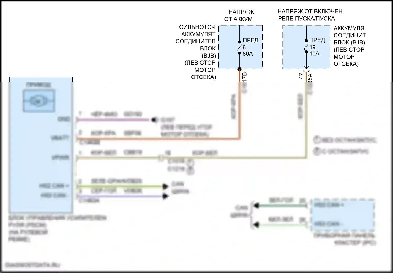 Edge Ford II (2015-2018): Электросхема электроусилителя руля 
