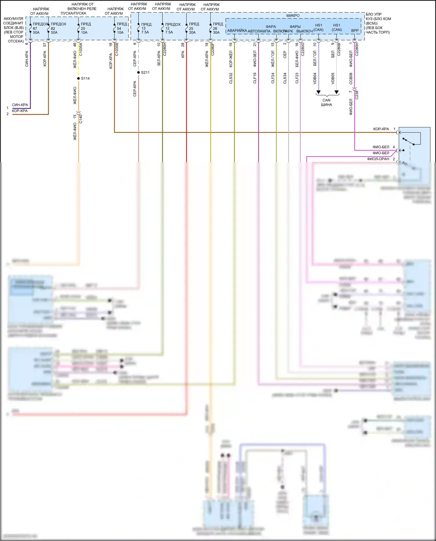 Edge Ford II (2015-2018): Электросхема фар и фонарей (2 из 2) 