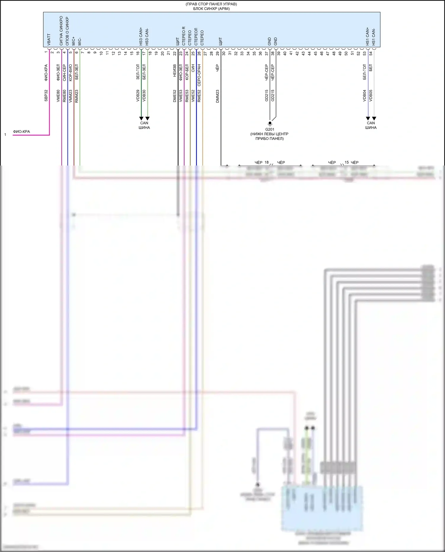 Edge Ford II (2015-2018): Электросхема магнитола, без сенсорного экрана (3 из 4) 