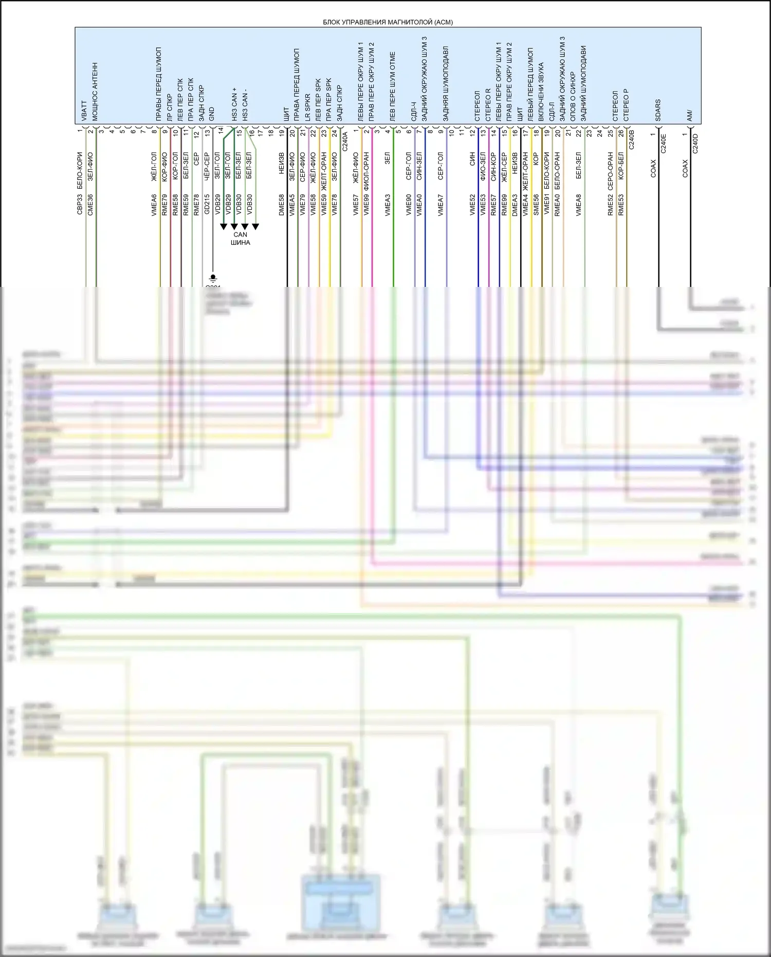 Edge Ford II (2015-2018): Электросхема магнитолы, с sony и сенсорным экраном (2 из 5) 