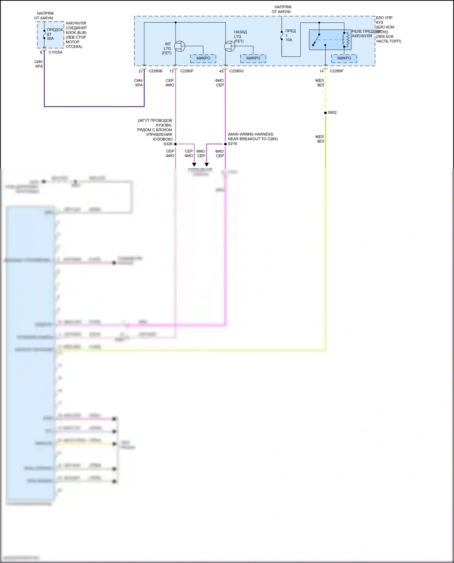 Edge Ford II (2015-2018): Электросхема потолочного пульта 