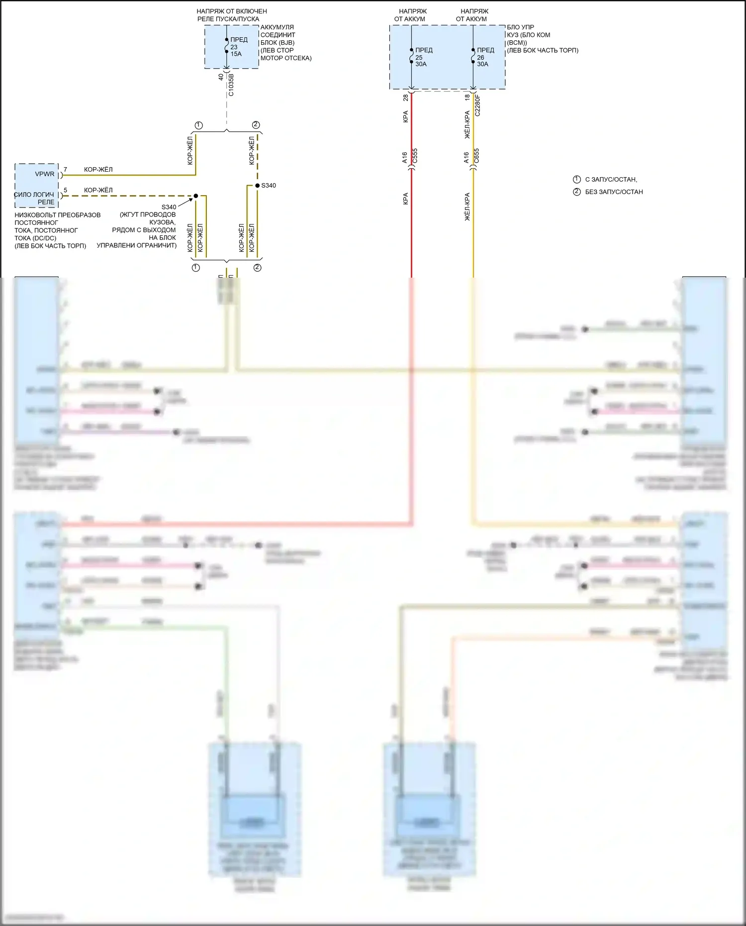 Edge Ford II (2015-2018): Электросхема информационной системы в слепой зоне 