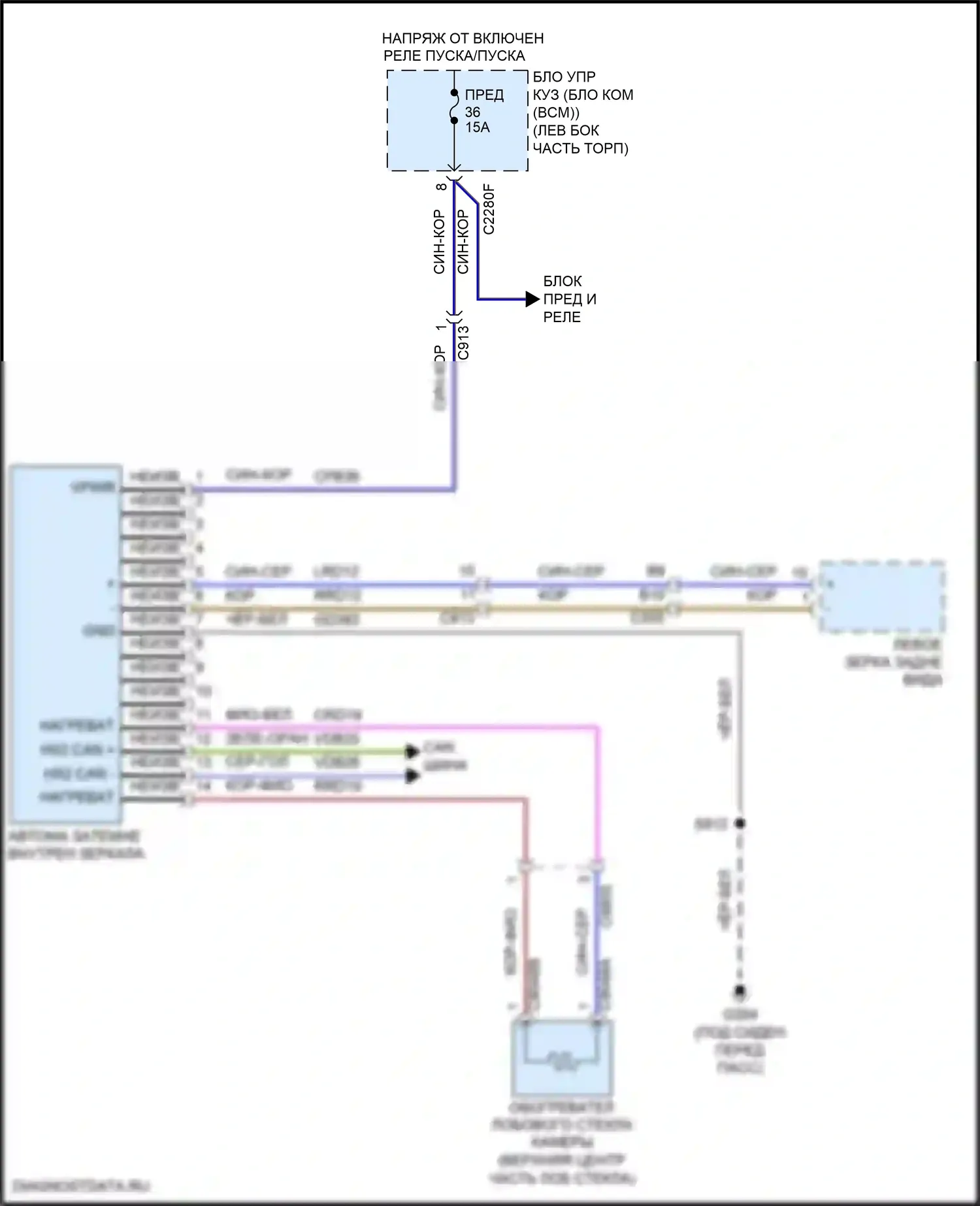 Edge Ford II (2015-2018): Электрохромная электросхема зеркала, с автоматическим дворником 