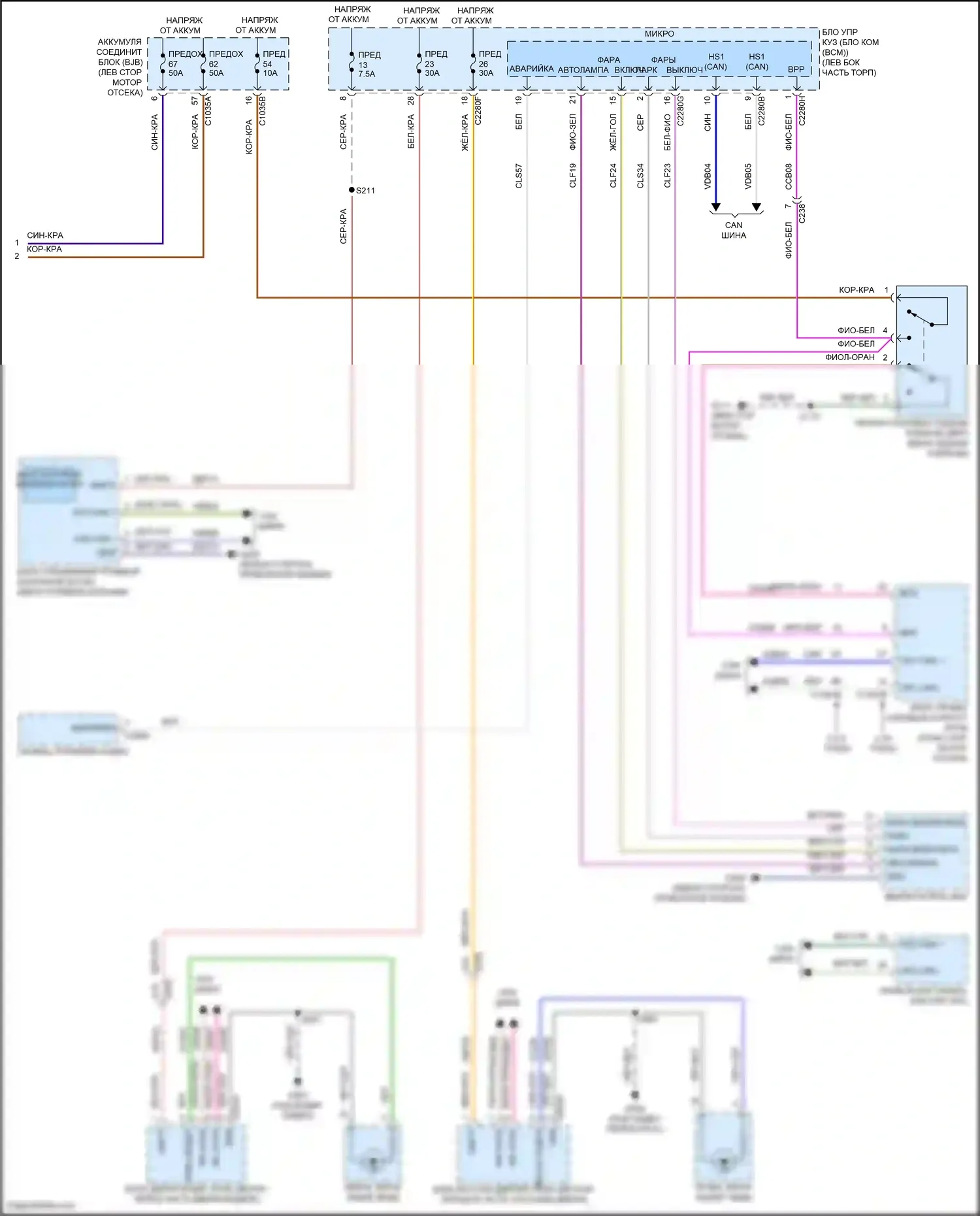 Edge Ford III (2023-2024): Электросхема фар и фонарей (2 из 2) 