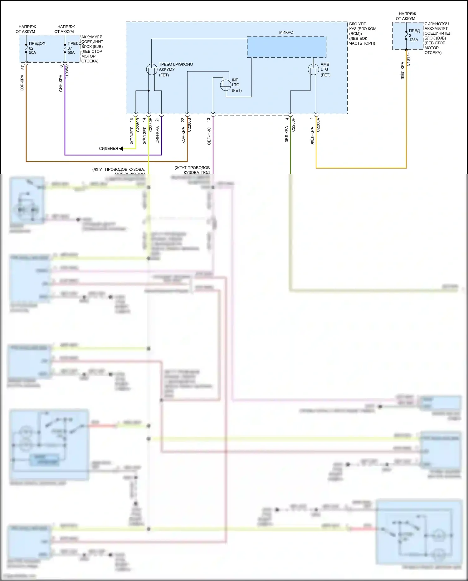 Edge Ford III (2023-2024): Электросхема освещения салона (1 из 2) 