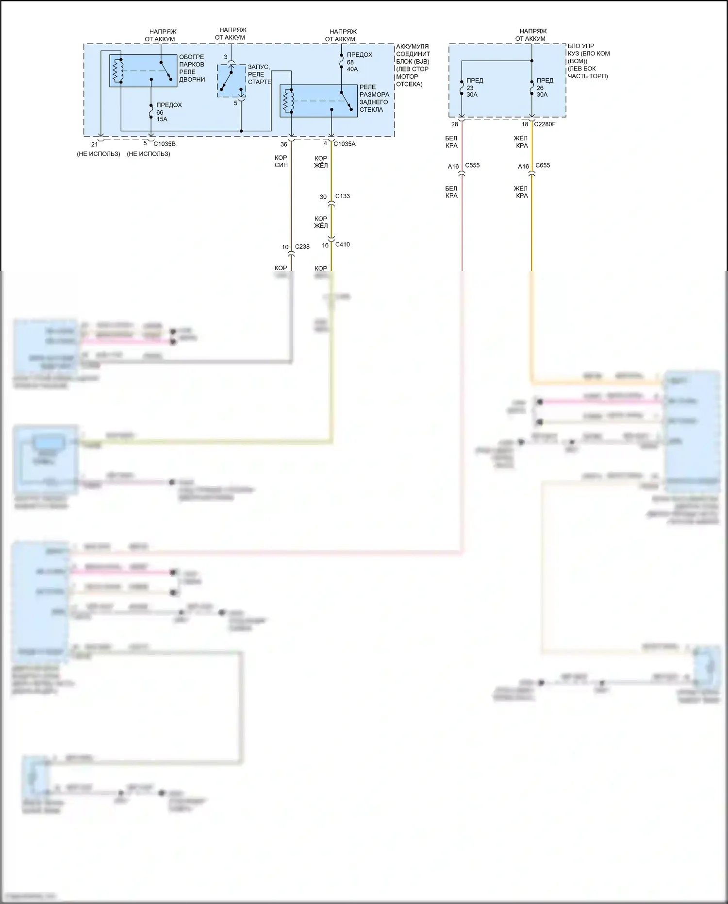 Edge Ford III (2023-2024): Электросхема подогрева стекол 