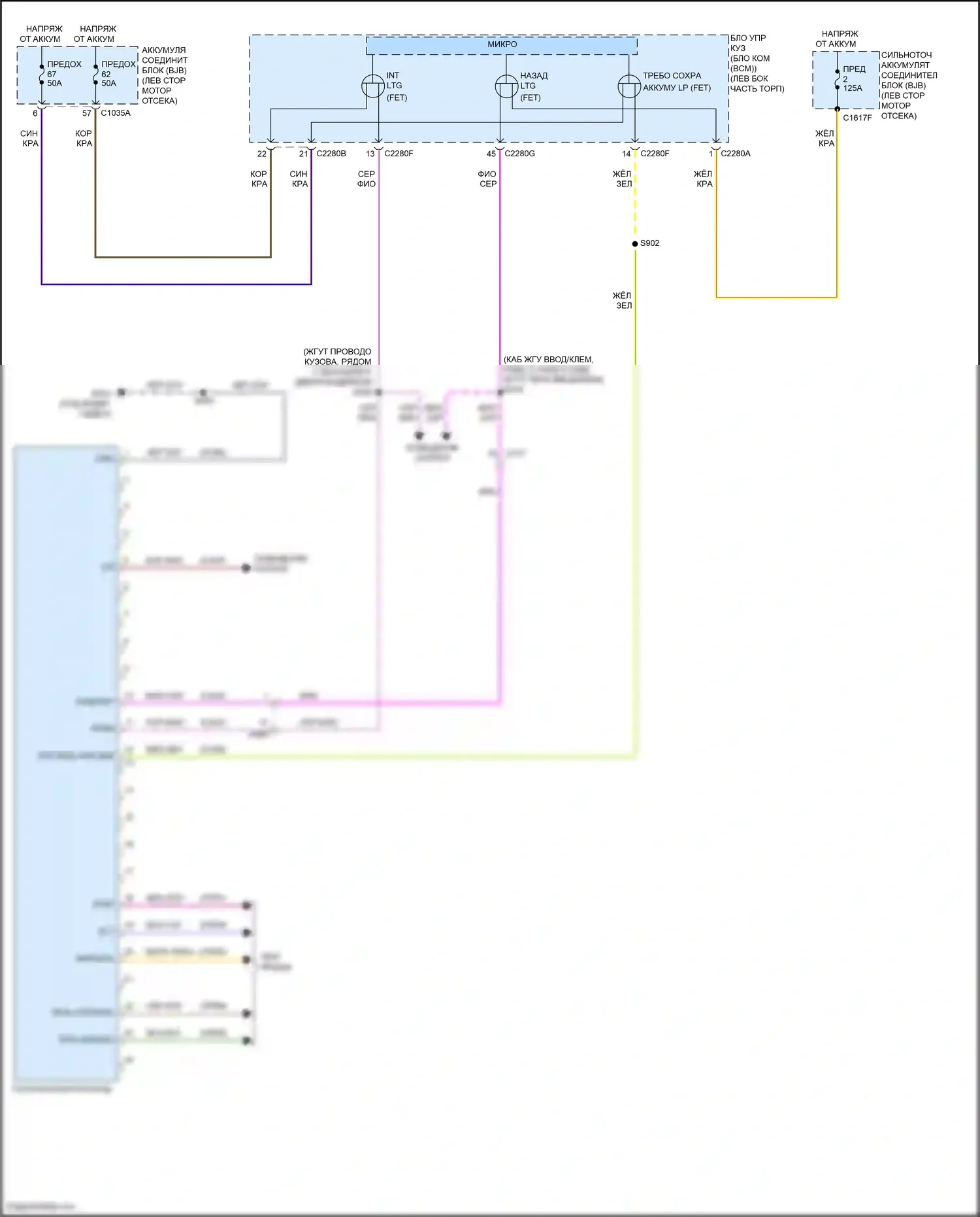 Edge Ford III (2023-2024): Электросхема потолочного пульта 
