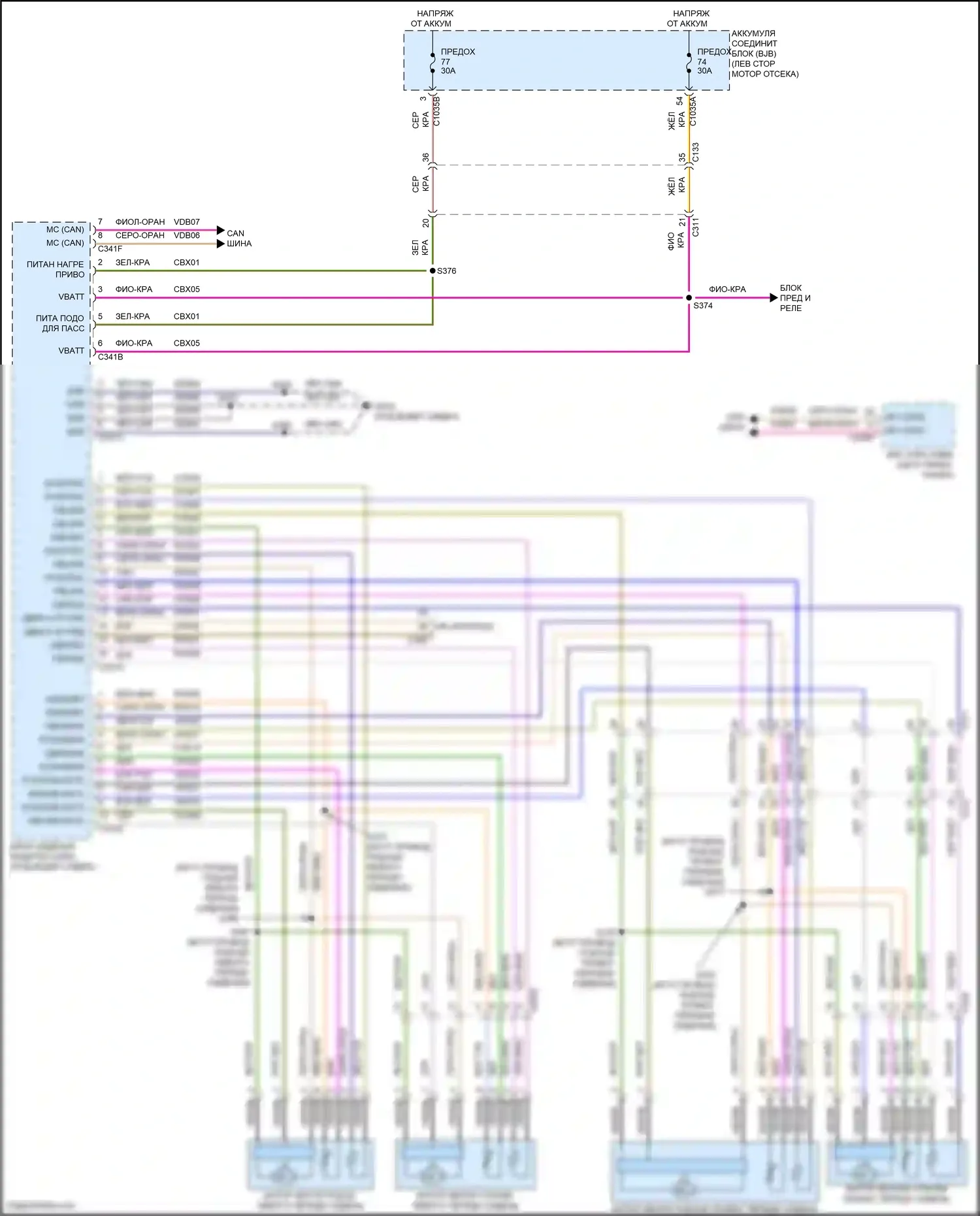 Edge Ford III (2023-2024): Электросхема сидений климат-контроля 