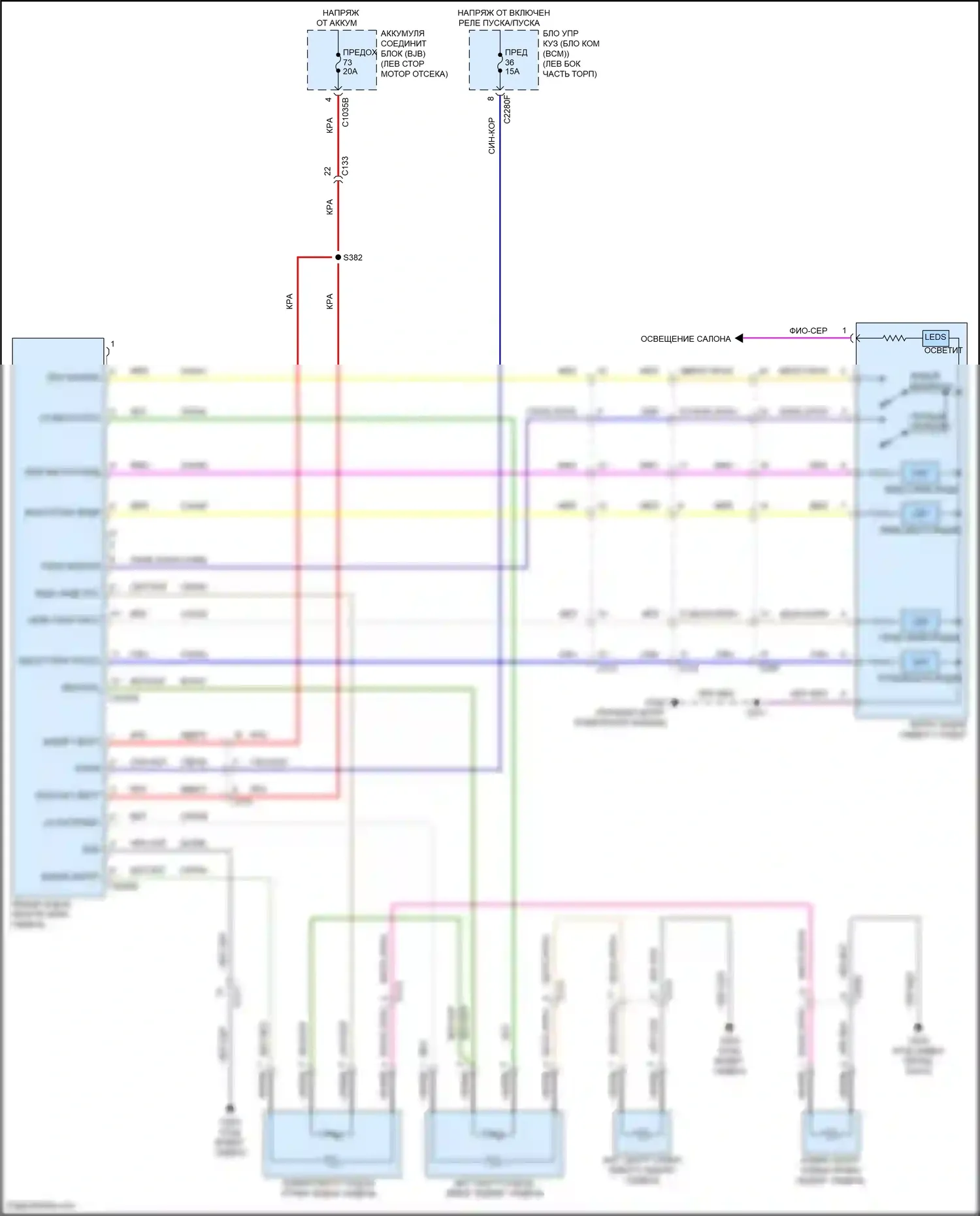Edge Ford III (2023-2024): Электросхема задних обогреваемых сидений 