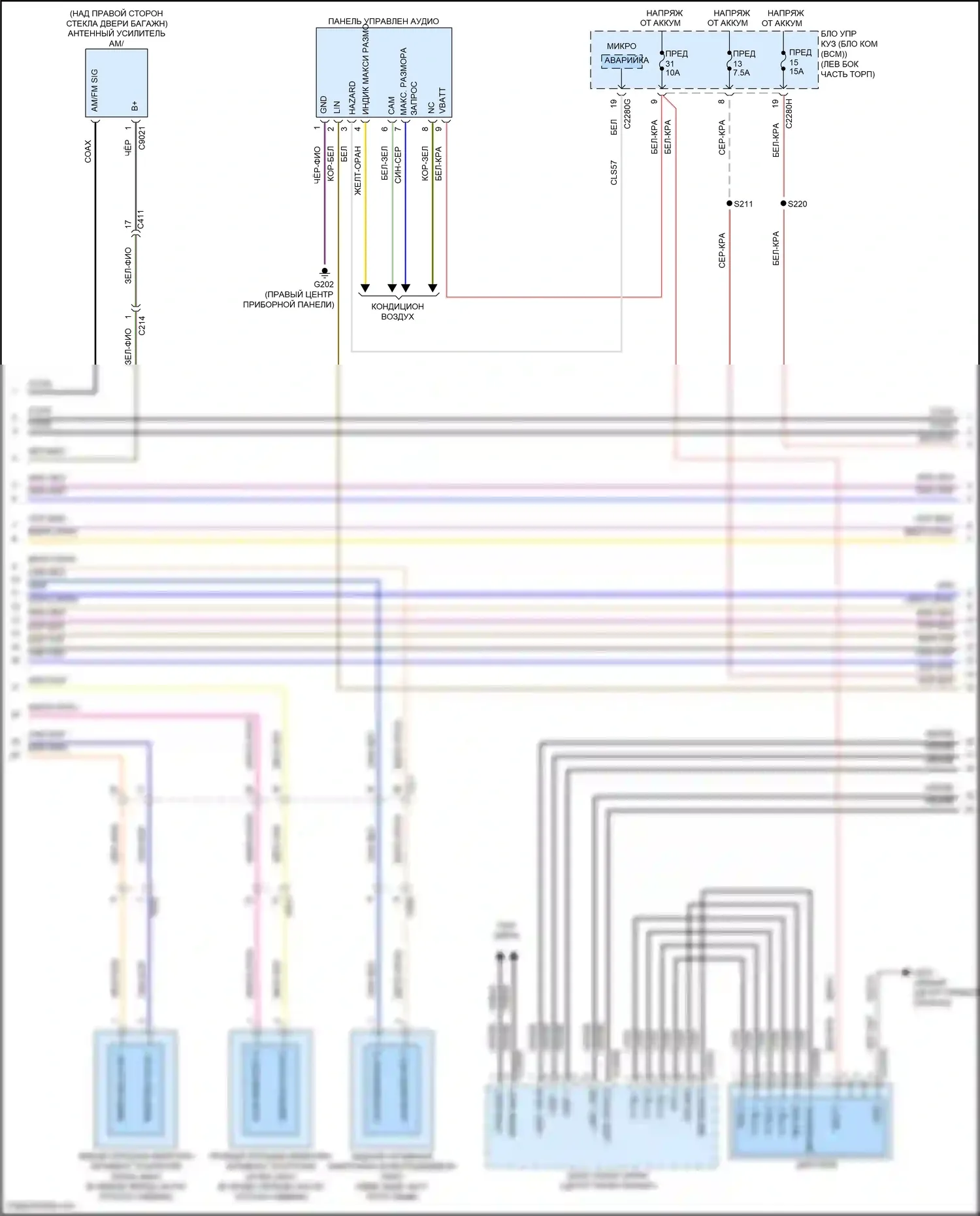 Edge Ford III (2023-2024): Электросхема навигации, 12 динамиков (3 из 5) 