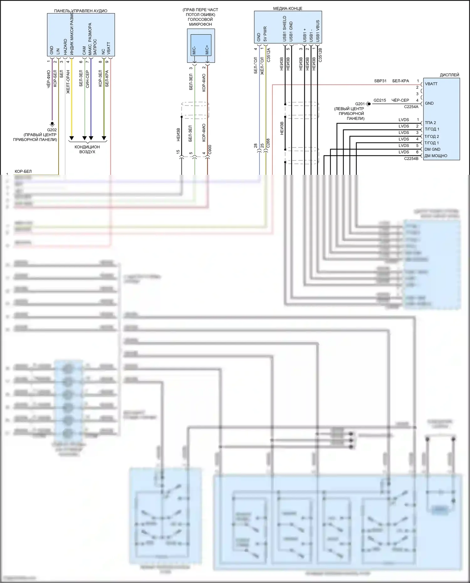 Edge Ford III (2023-2024): Электросхема навигации, 6 динамиков (4 из 4) 