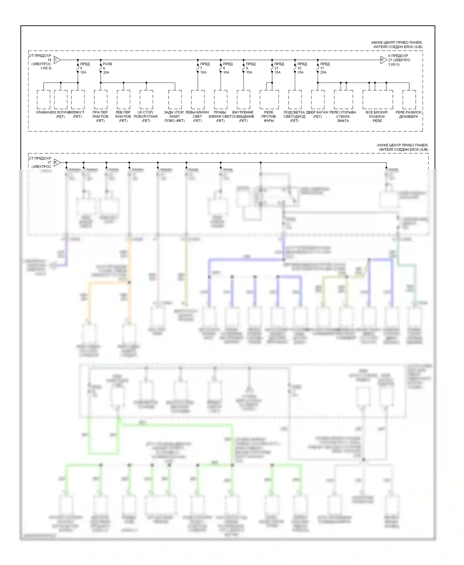 Escape Ford I рестайлинг 2 (2007-2012): Электросхема блока предохранителей реле, гибридного (3 из 5) 