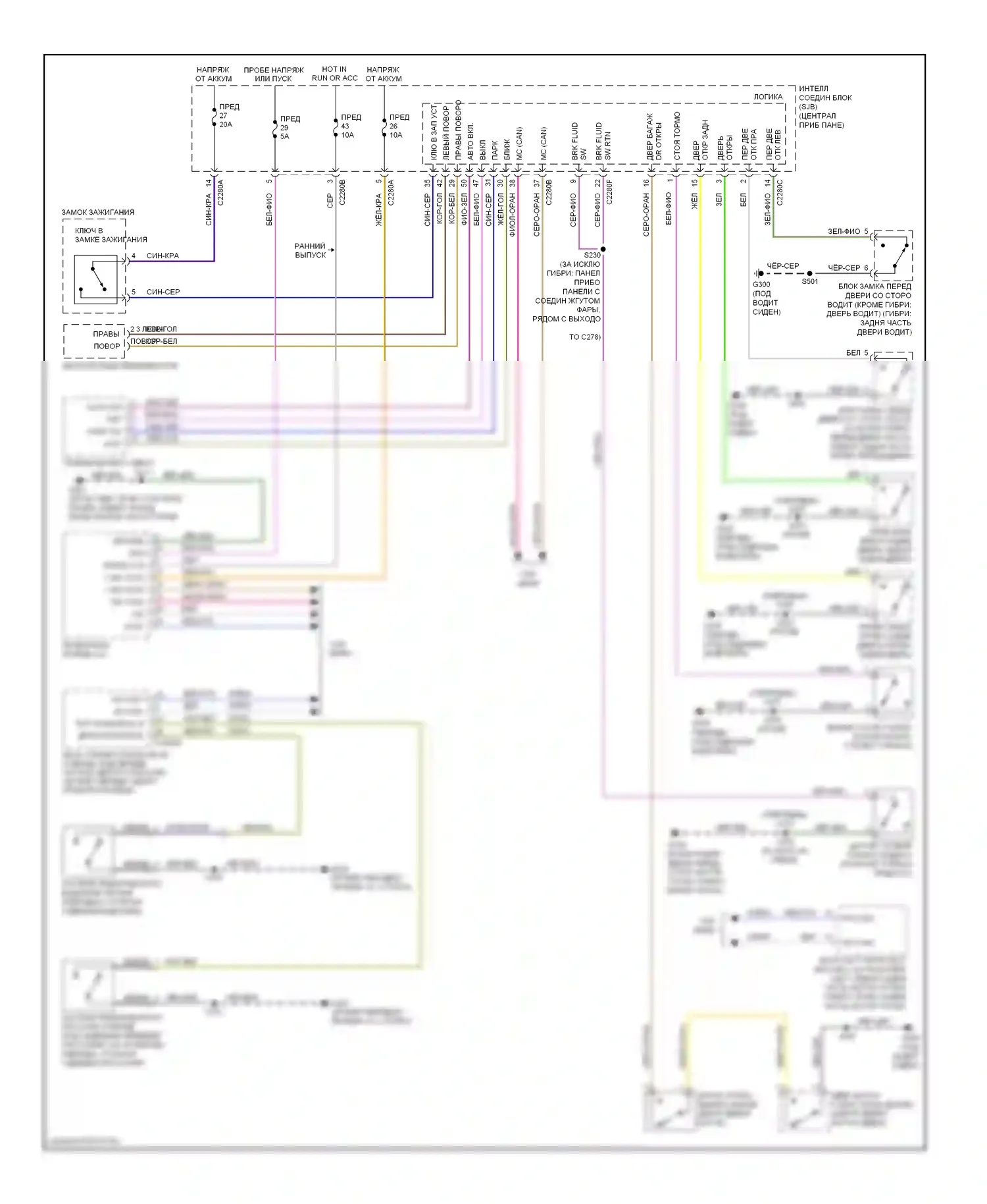 Escape Ford I рестайлинг 2 (2007-2012): Электросхема помощников водителя 