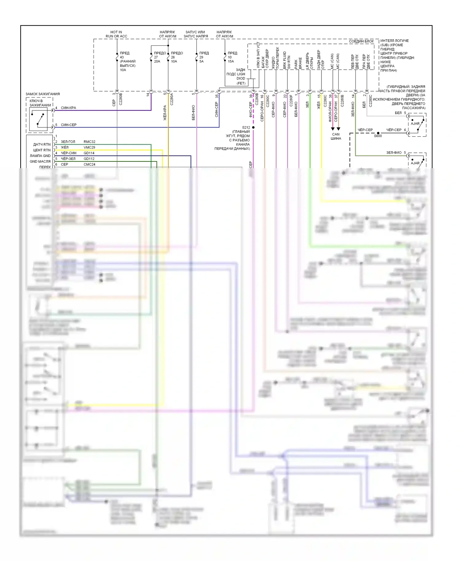 Escape Ford I рестайлинг 2 (2007-2012): Электросхема приборной панели 