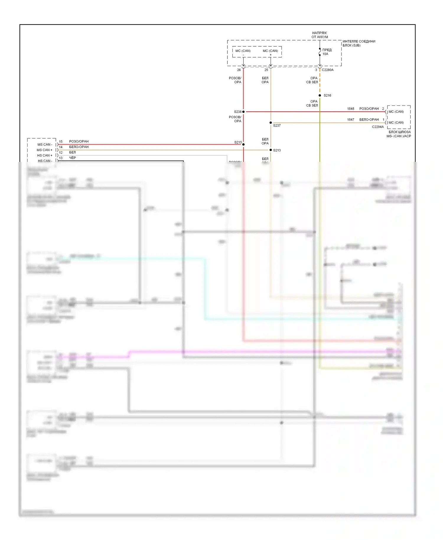 Escape Ford I рестайлинг (2004-2007): Can шина электросхема, гибридная 