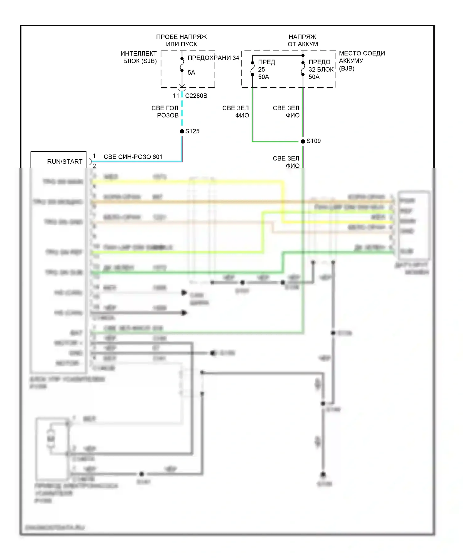 Escape Ford I рестайлинг (2004-2007): Электросхема электроусилителя руля, гибрид 