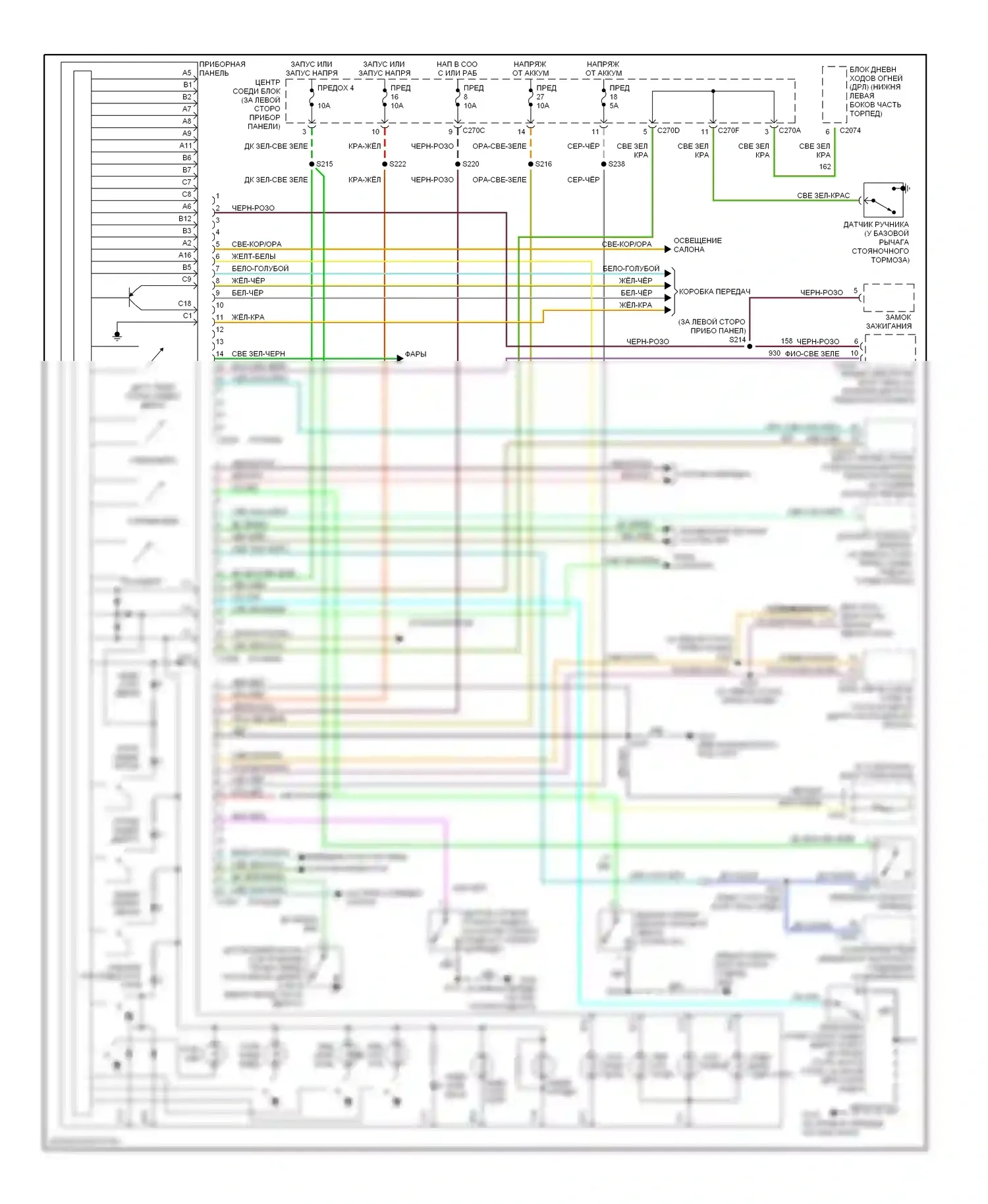 Escape Ford I (2000-2004): Электросхема приборной панели 