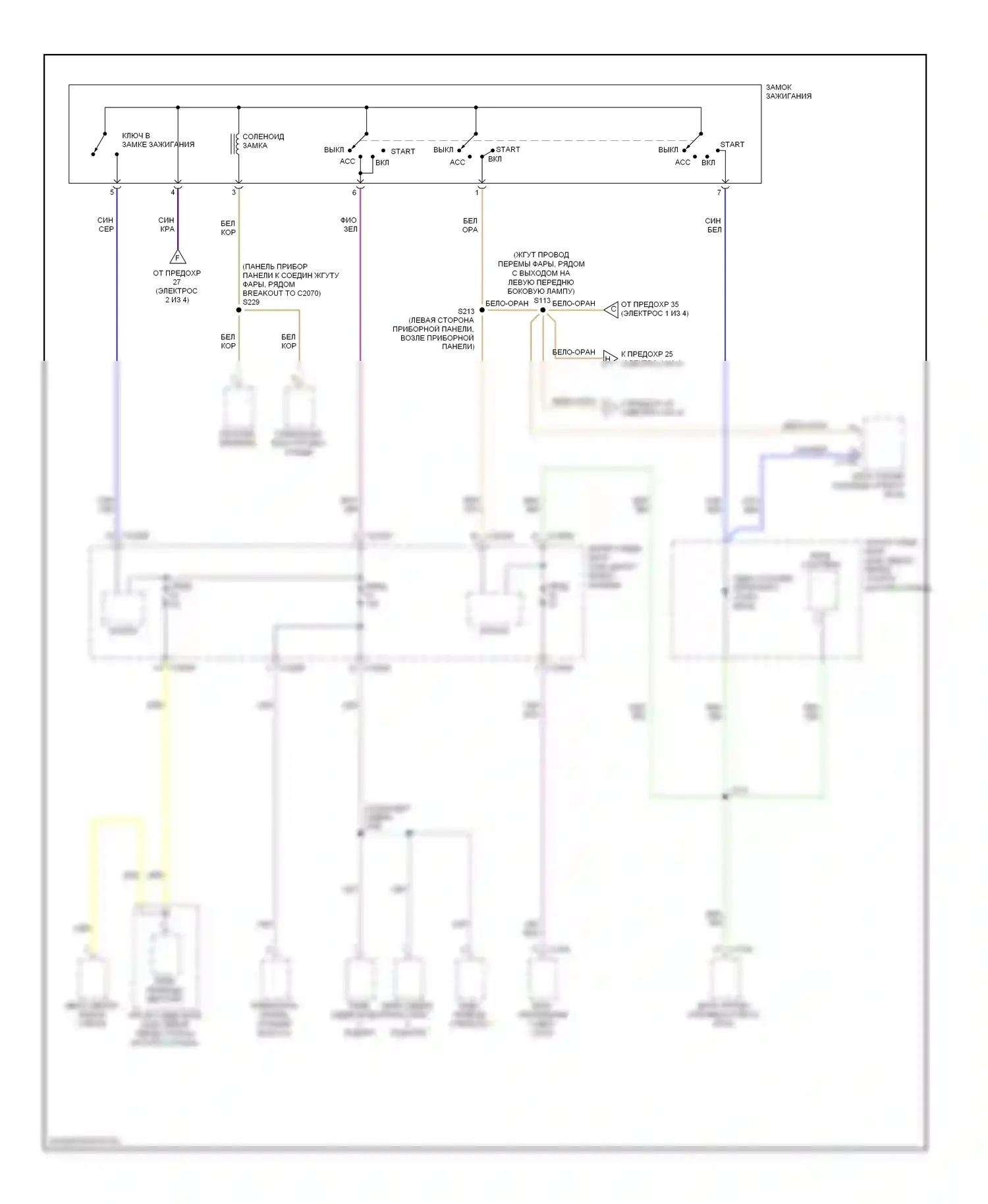 Escape Ford II (2007-2012): Электросхема блока предохранителей реле, кроме гибридного (3 из 4) 