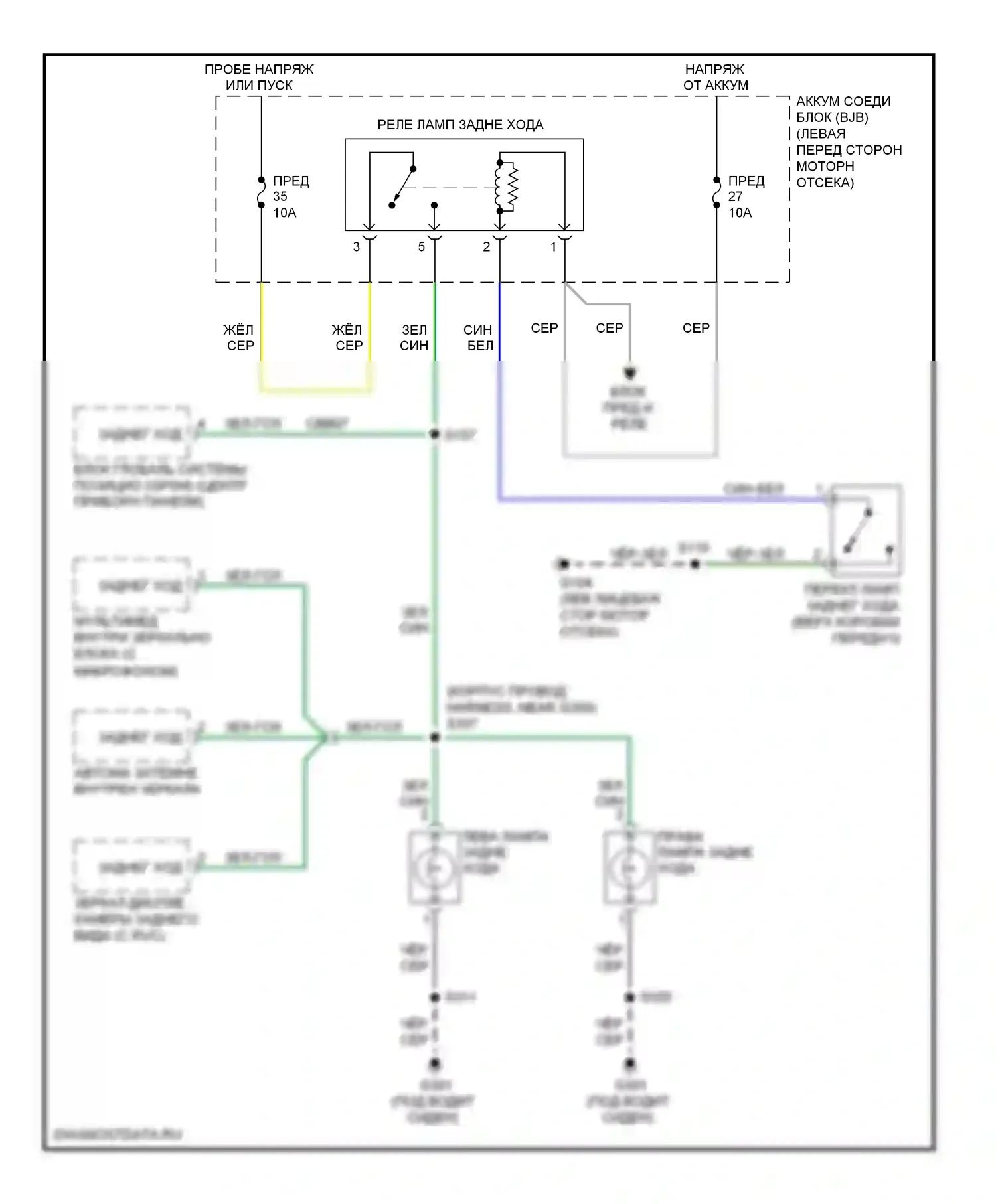 Escape Ford II (2007-2012): Электросхема резервных ламп, мкп 