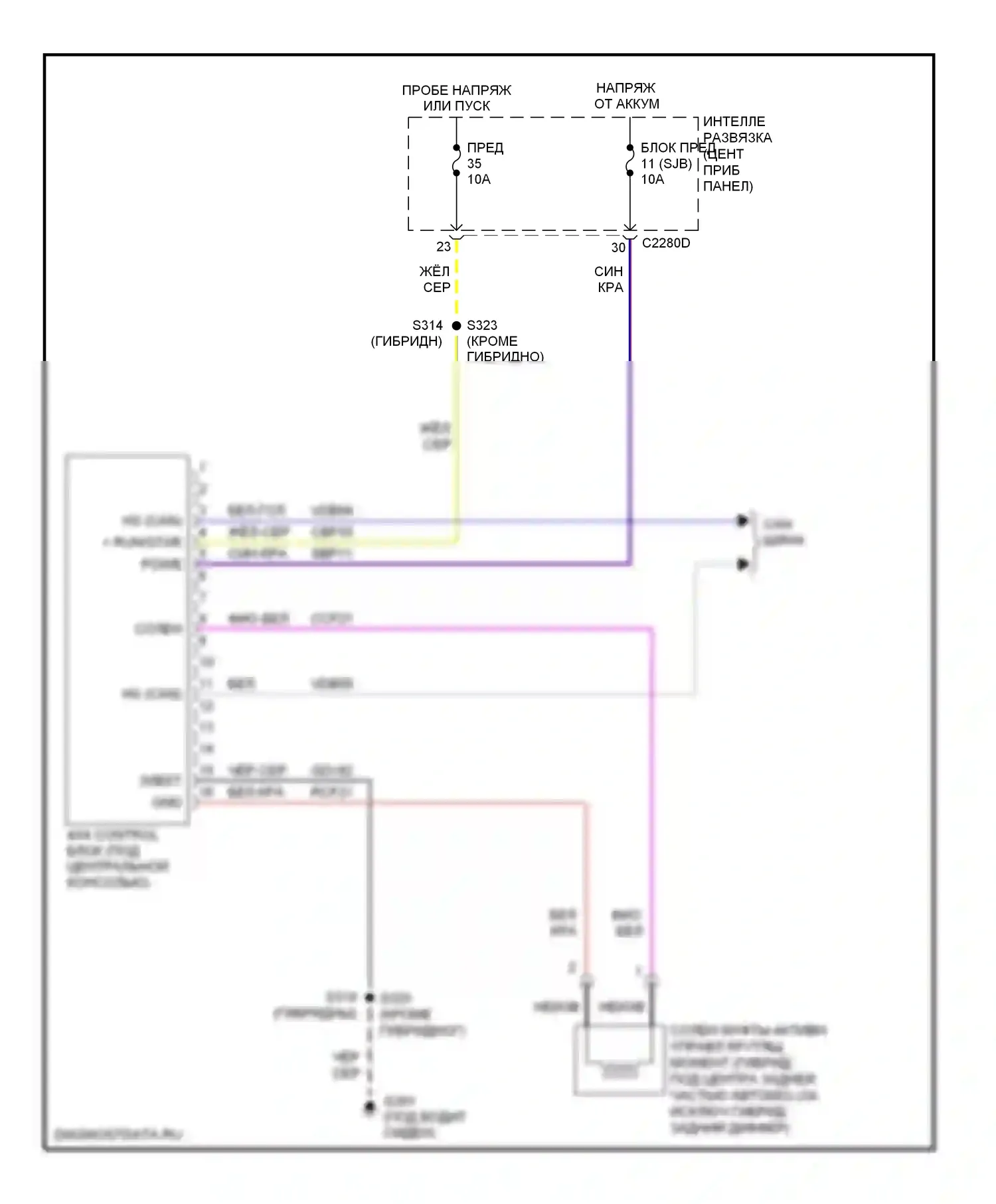Escape Ford II (2007-2012): 2.5l, 4wd электросхема 