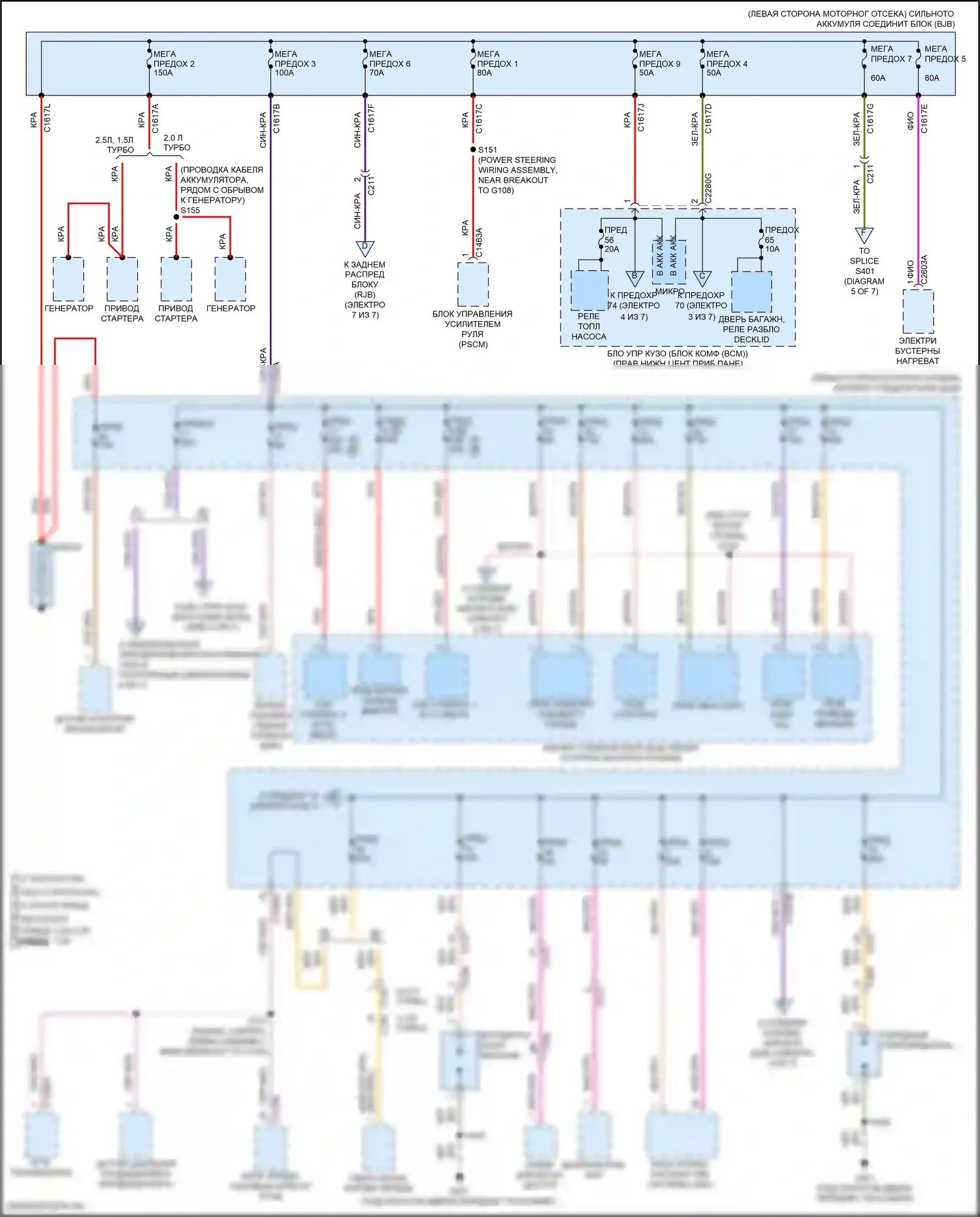 Escape Ford III рестайлинг (2015-2019): Электросхема блока предохранителей реле (1 из 7) 
