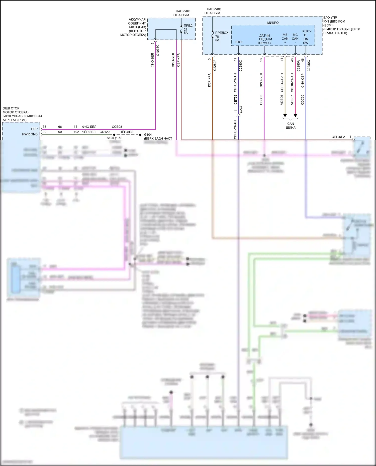 Escape Ford III рестайлинг (2015-2019): Электросхема блокировки селектора 