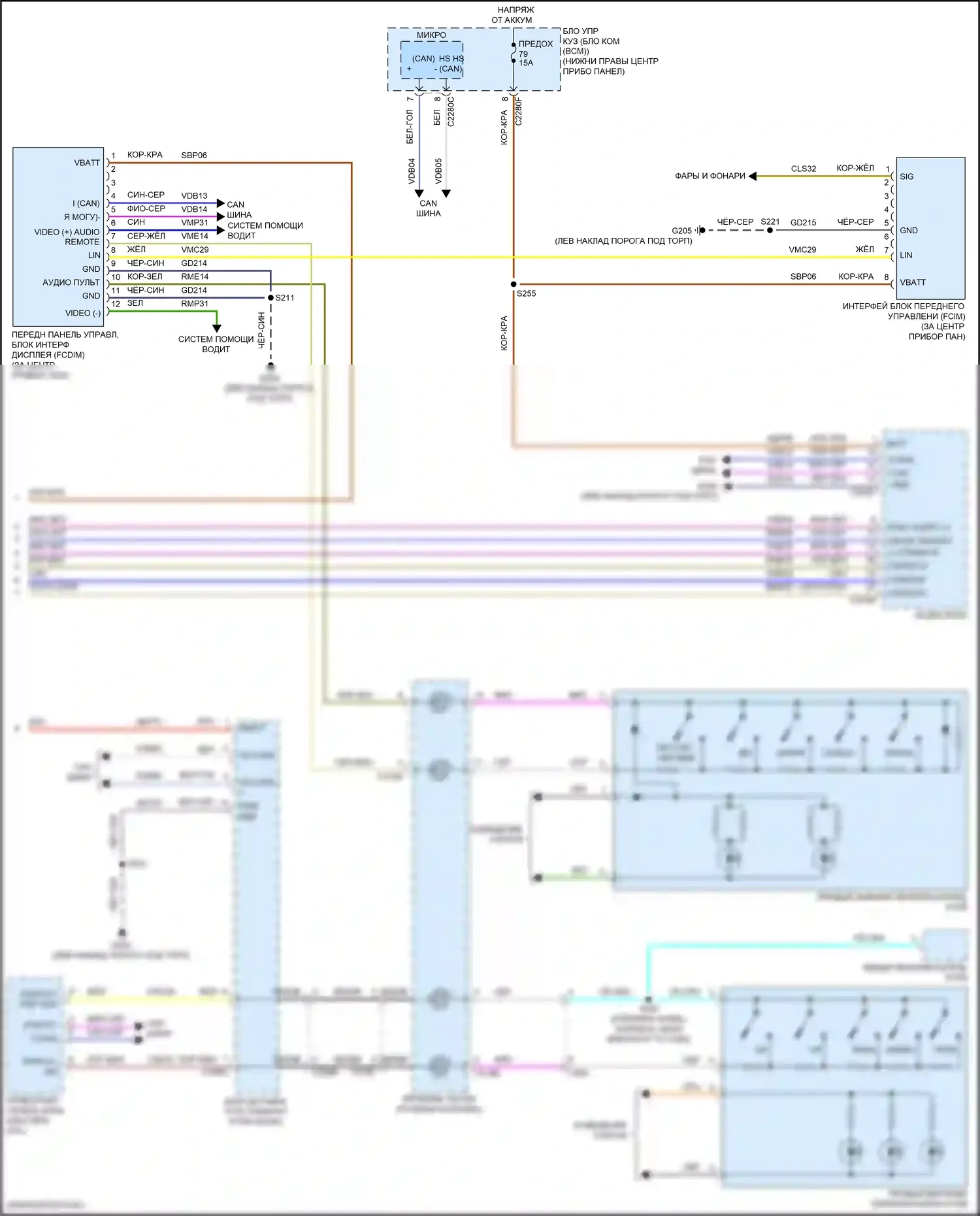 Escape Ford III рестайлинг (2015-2019): Электросхема магнитолы синхронизации с генератором синхронизации 1 (2 из 2) 
