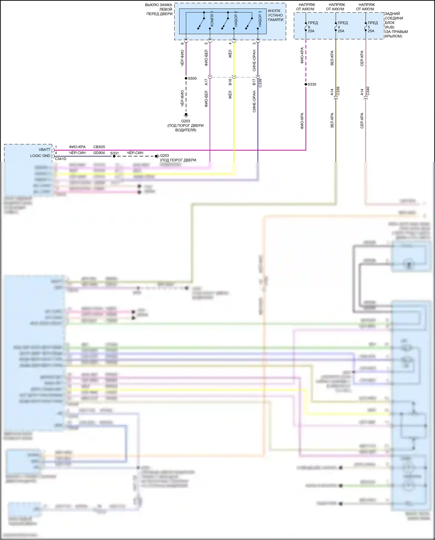 Escape Ford III рестайлинг (2015-2019): Электросхема памяти зеркал (1 из 2) 
