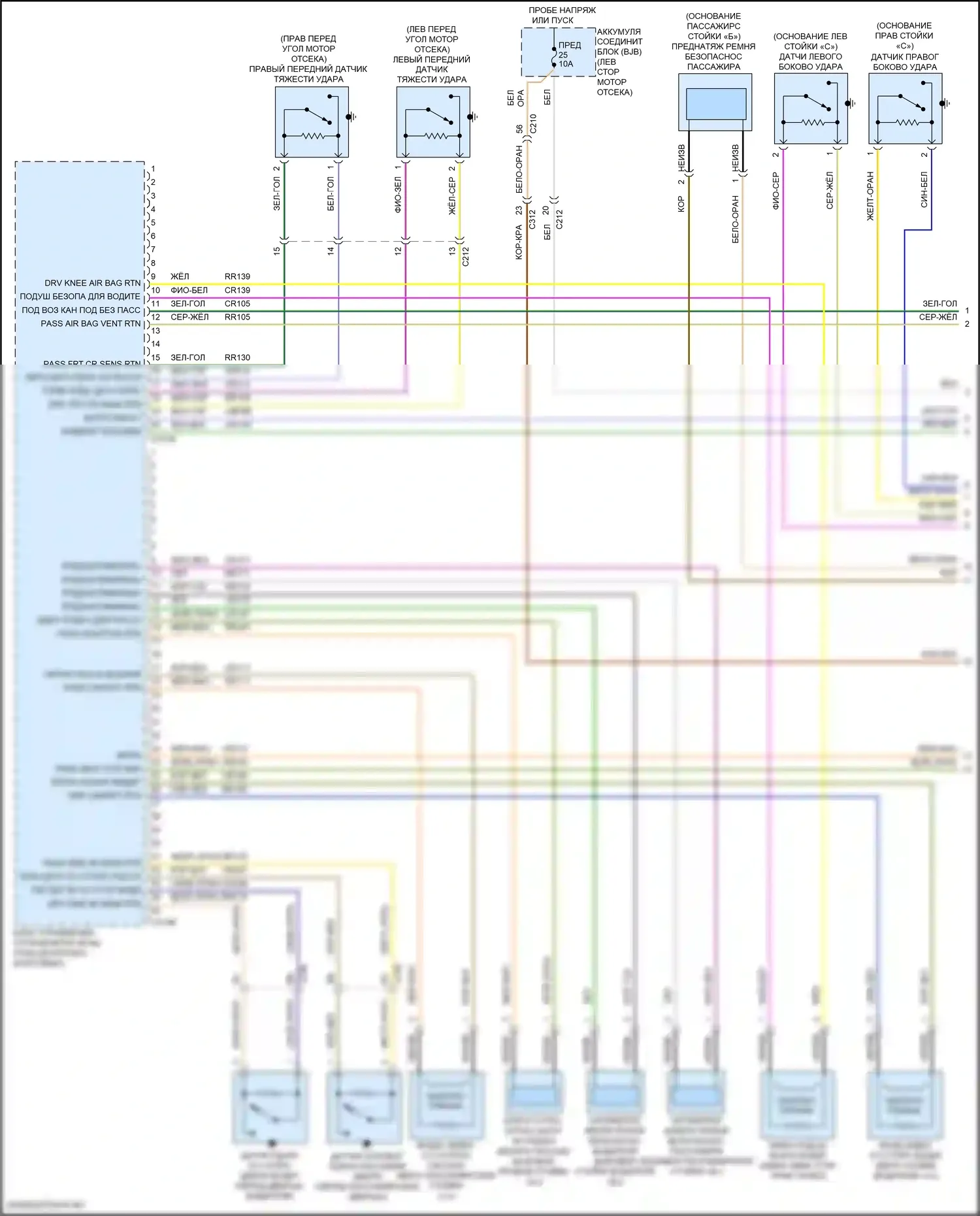 Escape Ford III рестайлинг (2015-2019): Электросхема подушек безопасности (1 из 3) 