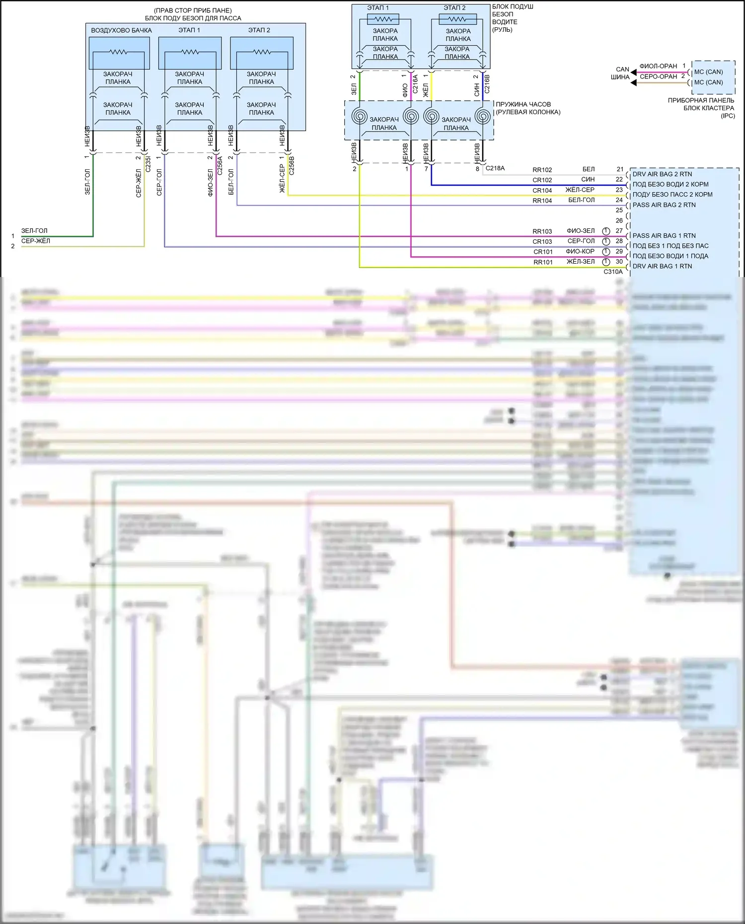 Escape Ford III рестайлинг (2015-2019): Электросхема подушек безопасности (3 из 3) 