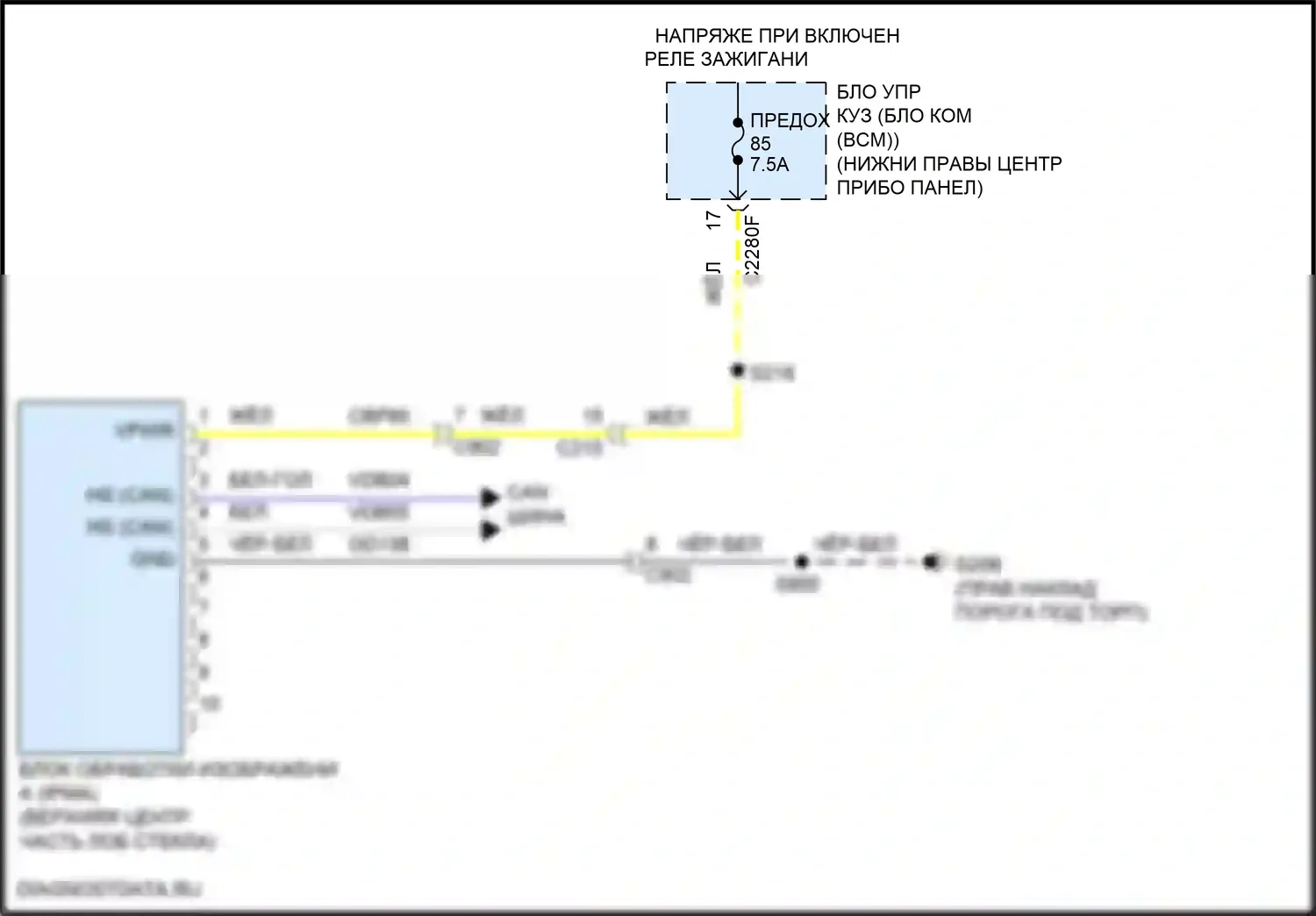 Escape Ford III рестайлинг (2015-2019): Электросхема сигнализации о выезде с полосы движения 