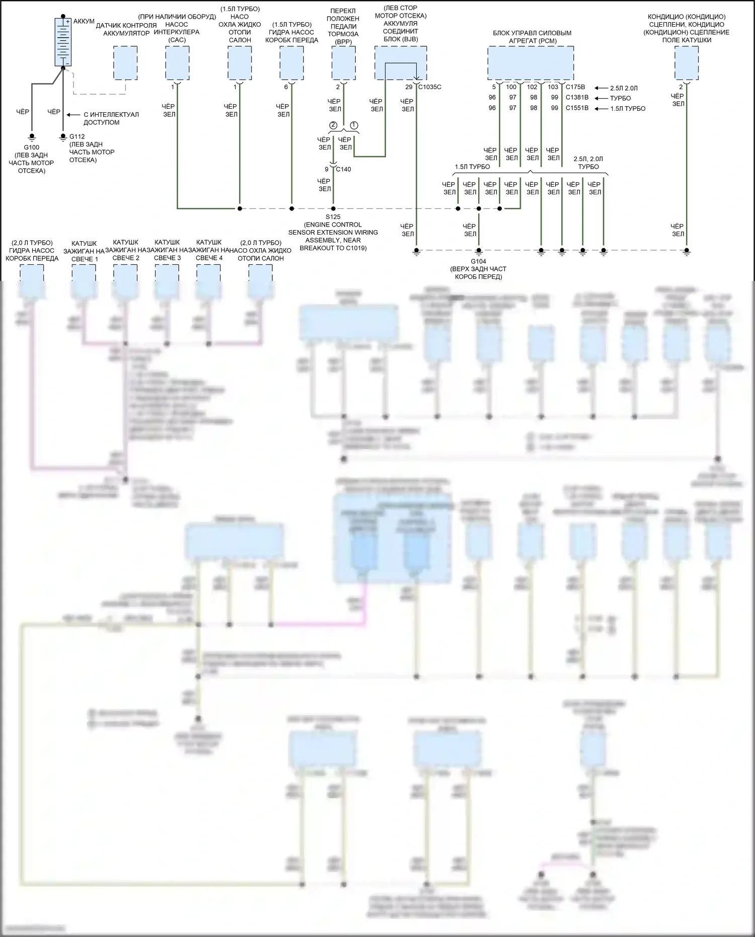 Escape Ford III рестайлинг (2015-2019): Электросхема точек подключения масс (1 из 4) 