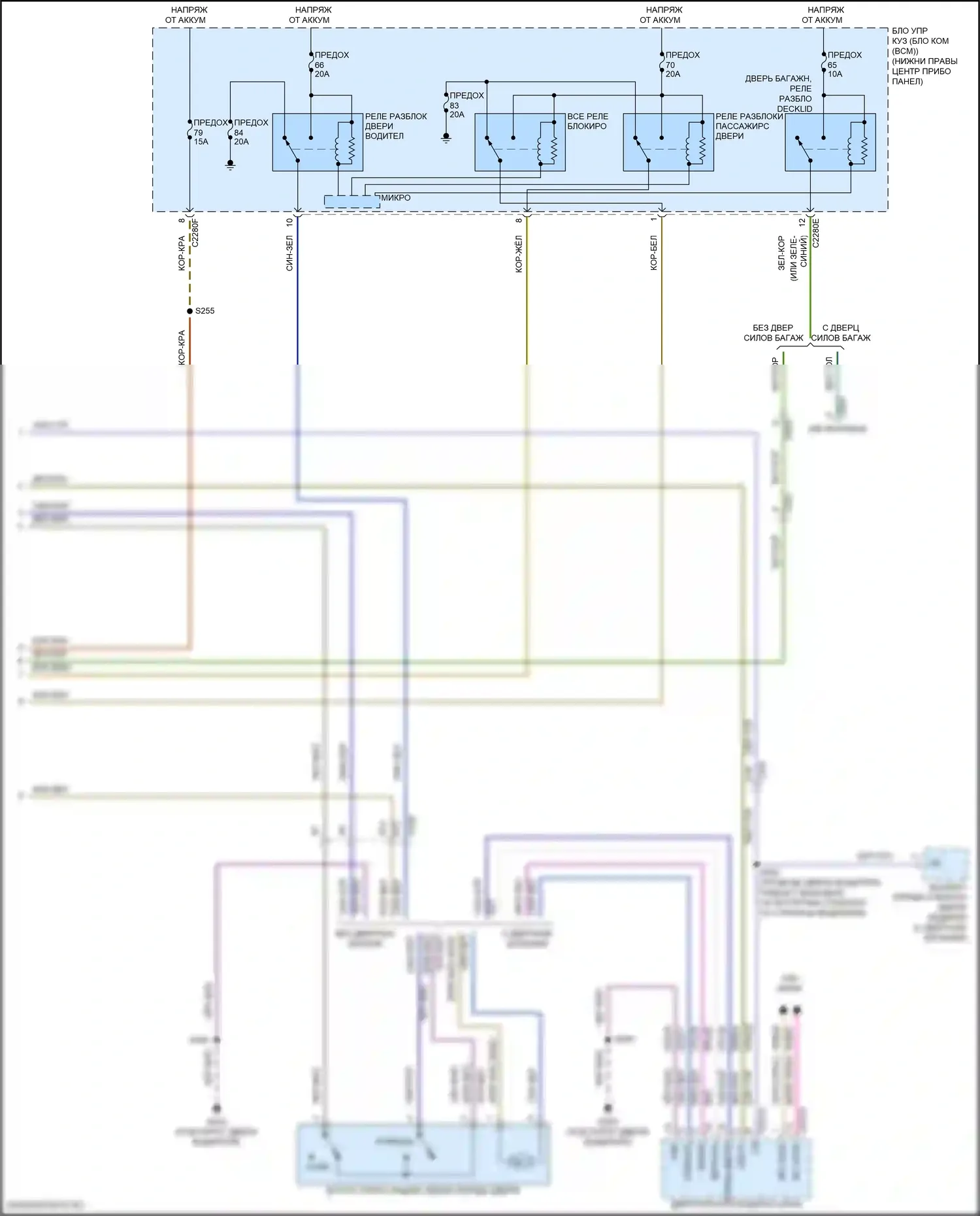 Escape Ford III рестайлинг (2015-2019): Электросхема центрального замка, без интеллектуального доступа (3 из 3) 