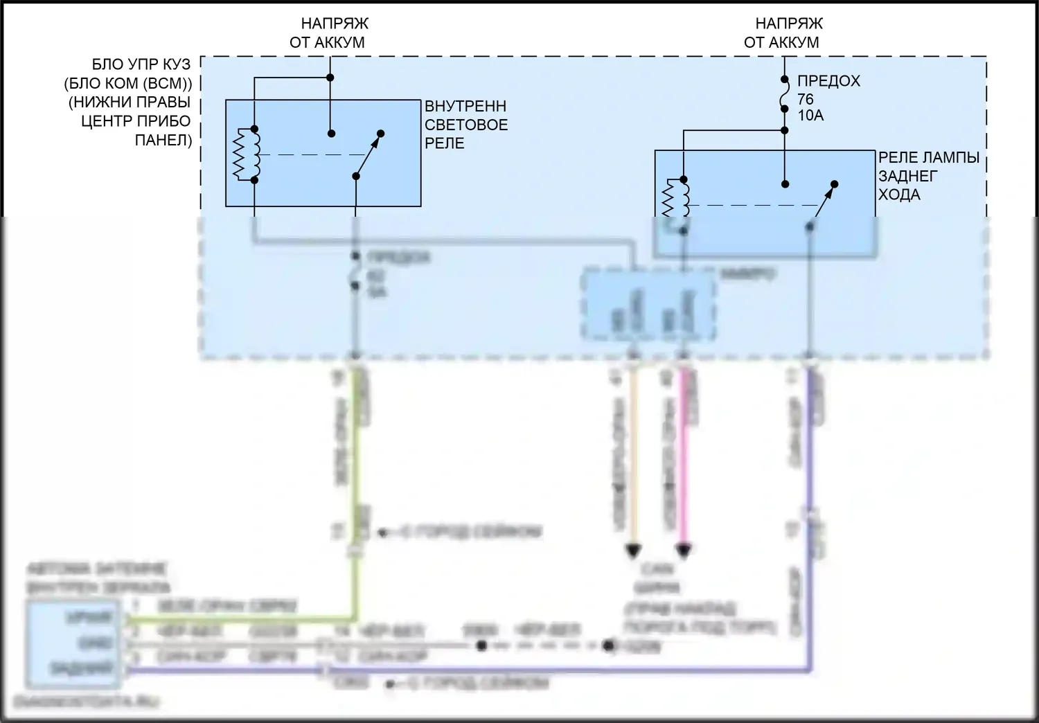 Escape Ford III рестайлинг (2015-2019): Электросхема электрохромного зеркала 