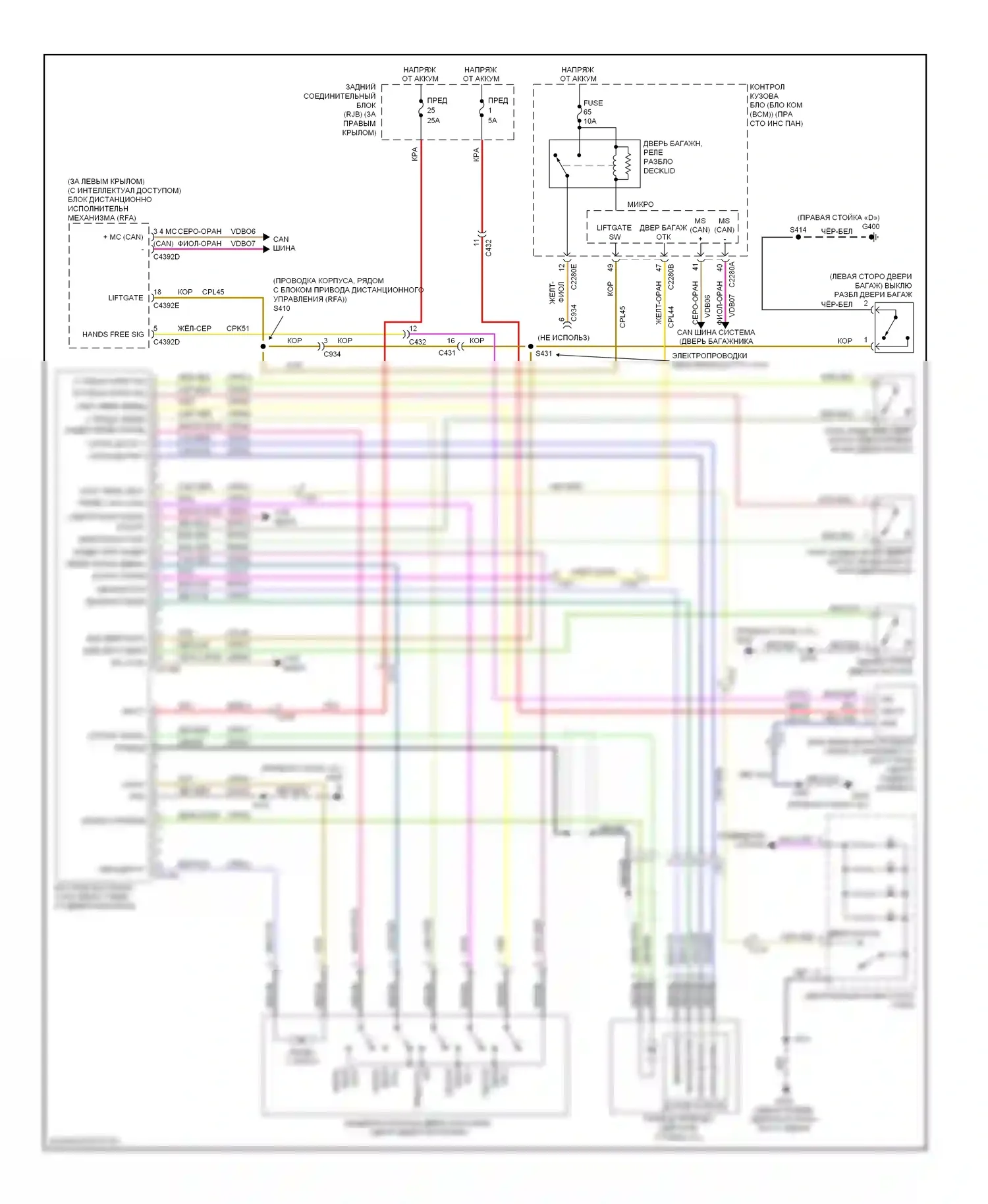 Escape Ford III (2012-2015): Электросхема двери силового багажника 