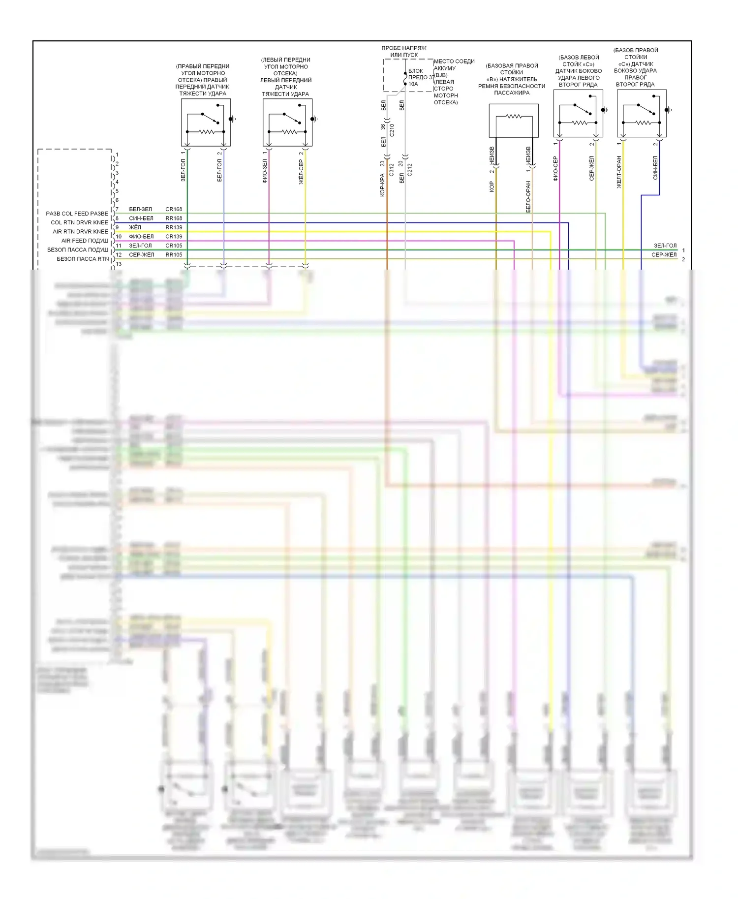 Escape Ford III (2012-2015): Электросхема подушек безопасности (1 из 3) 