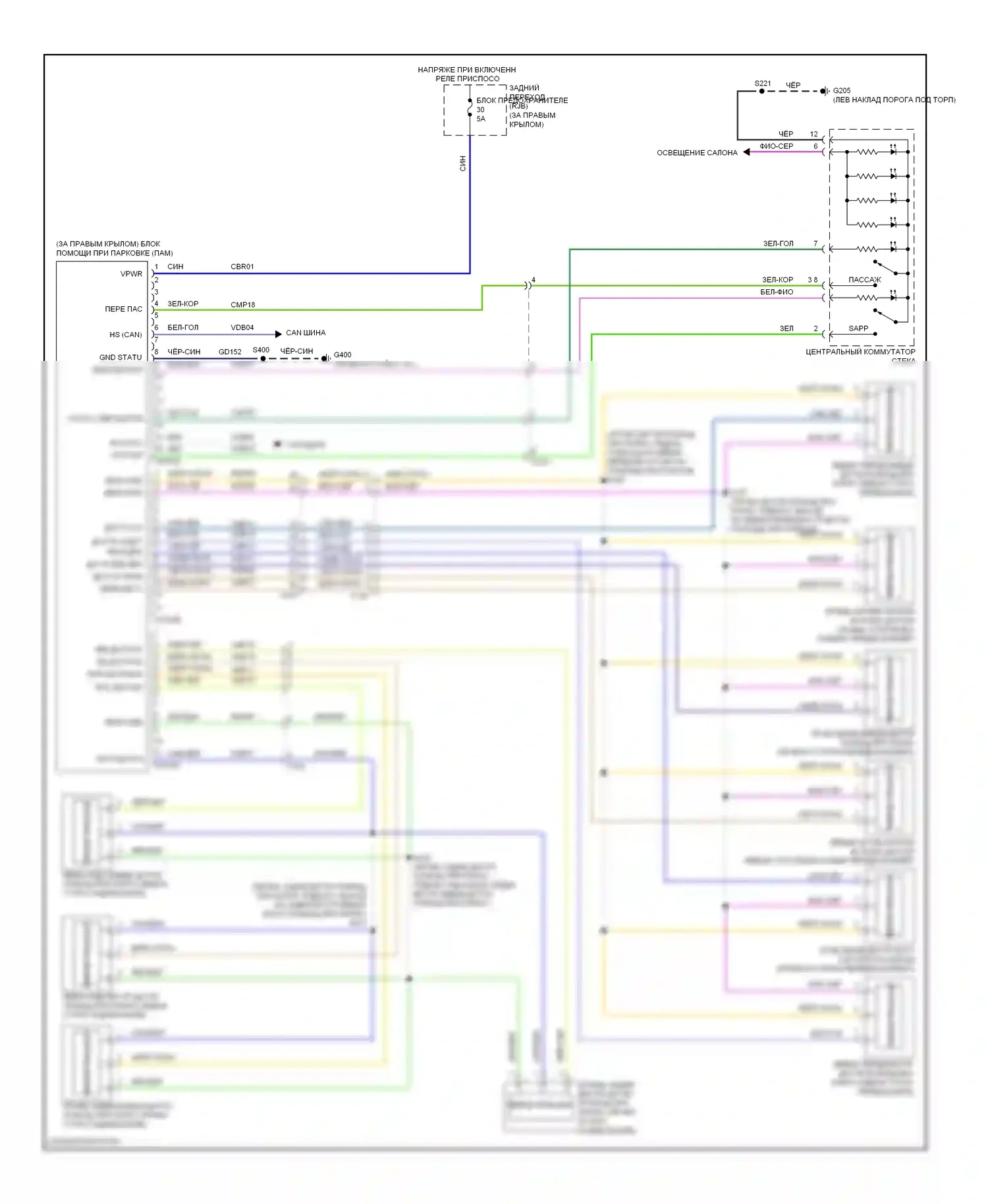 Escape Ford III (2012-2015): Электросхема парктроника 