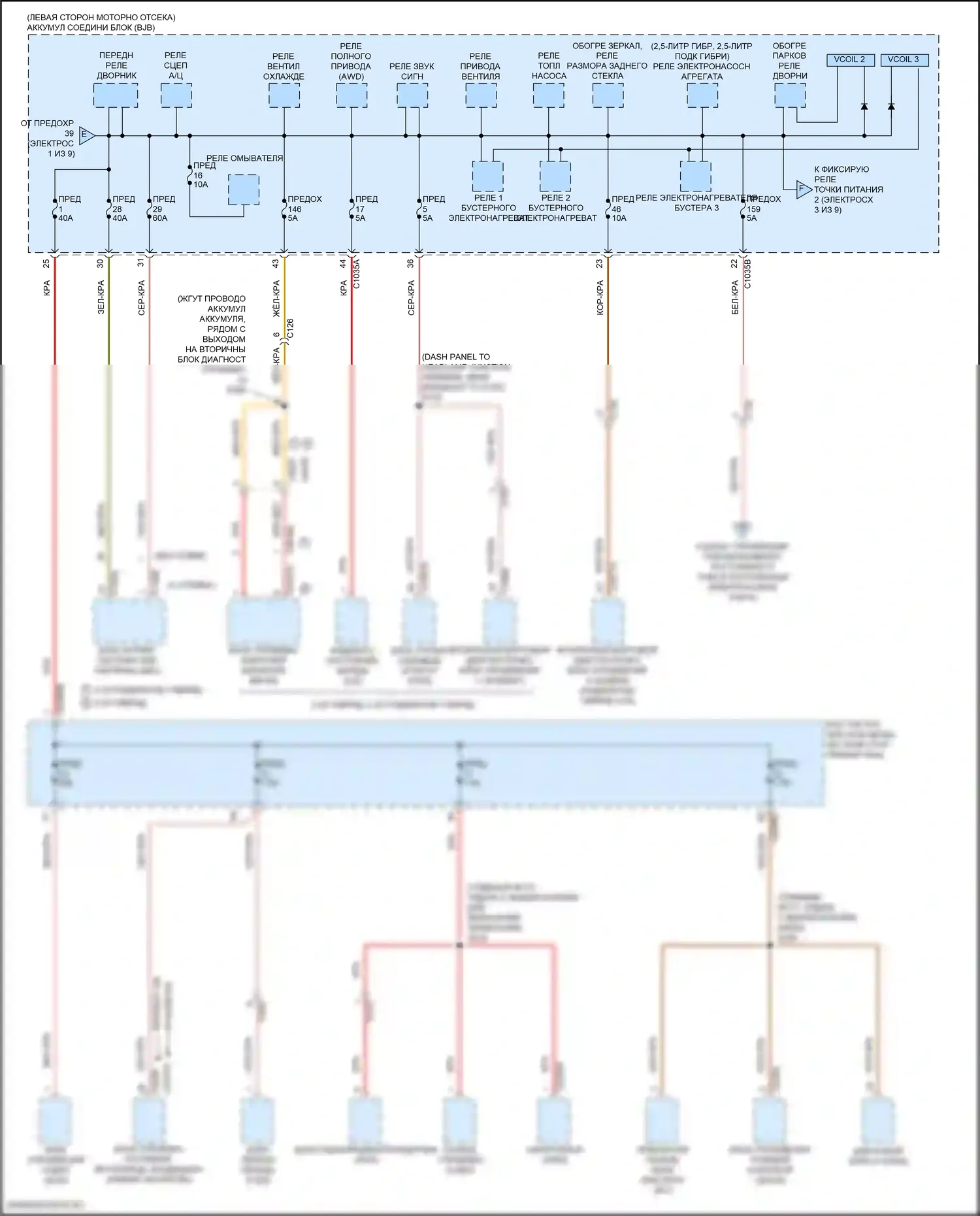 Escape Ford IV (2019-2024): Электросхема блока предохранителей реле (2 из 9) 