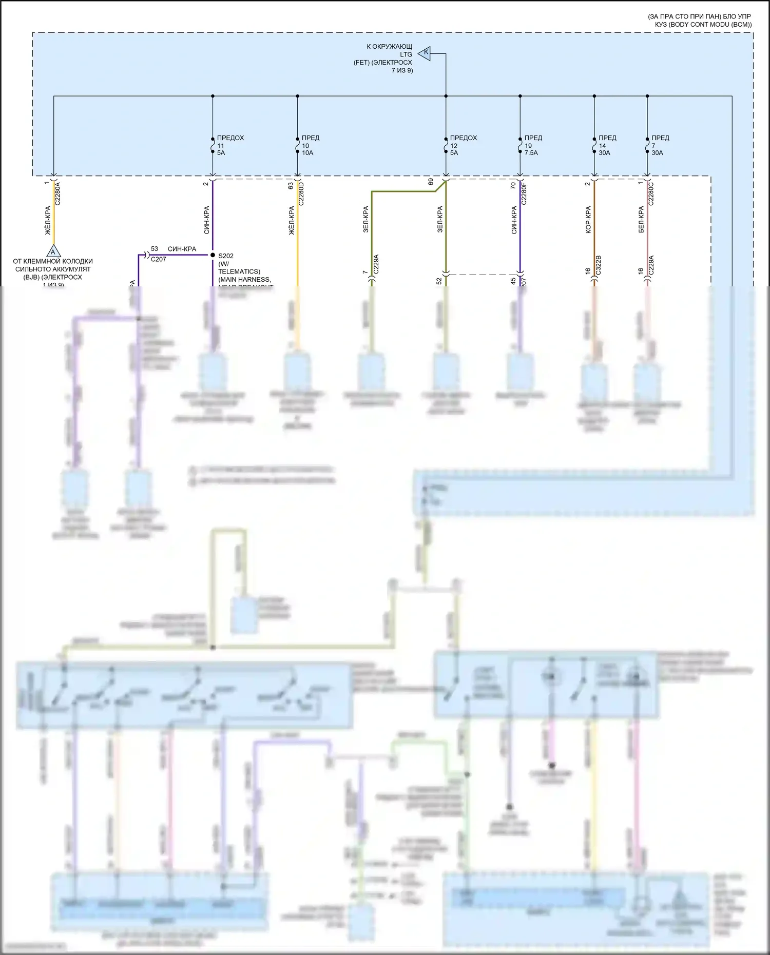 Escape Ford IV (2019-2024): Электросхема блока предохранителей реле (6 из 9) 