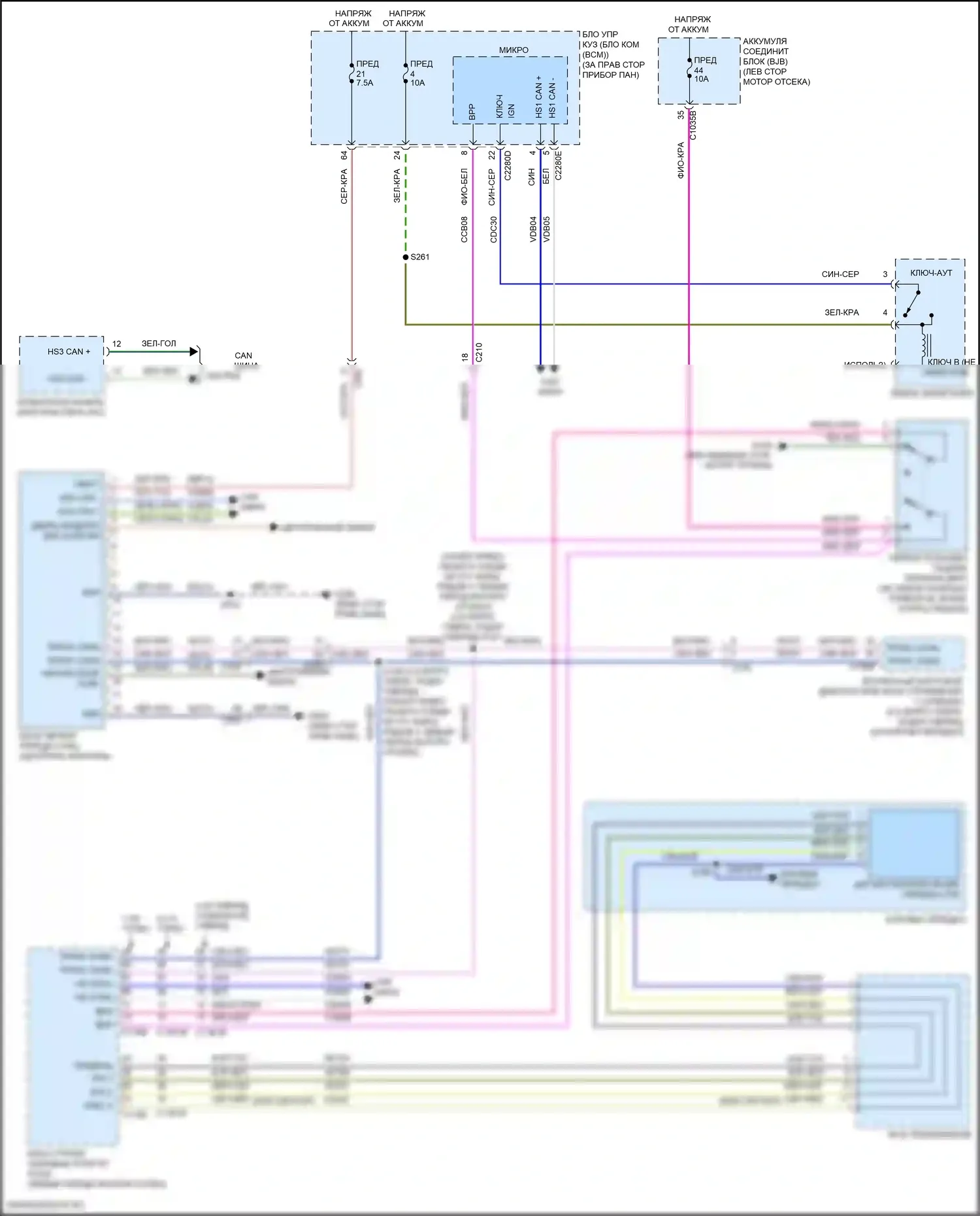 Escape Ford IV (2019-2024): Электросхема блокировки селектора 