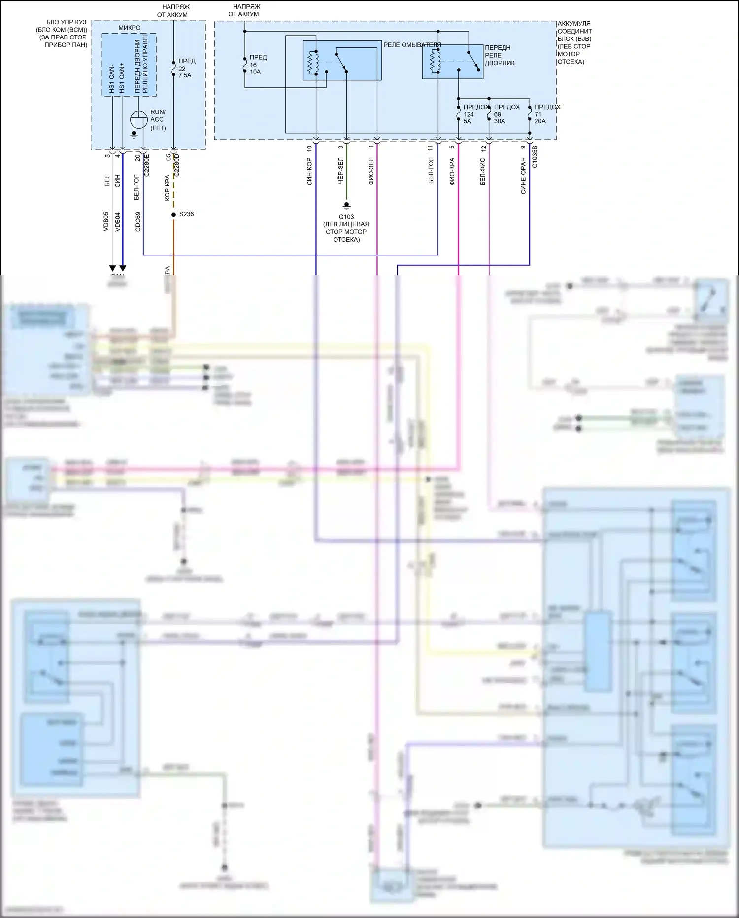 Escape Ford IV (2019-2024): Дворники и омыватели электросхема 