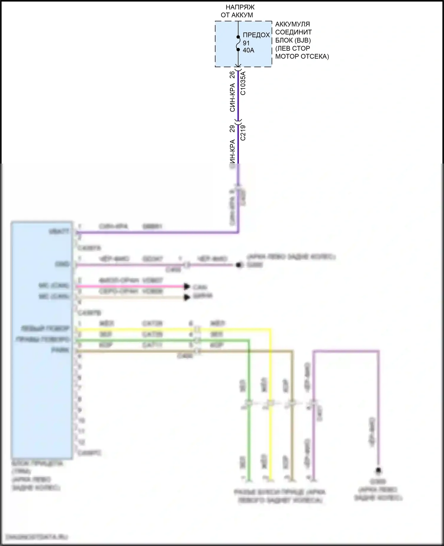 Escape Ford IV (2019-2024): Электросхема адаптера прицепа/кемпера 