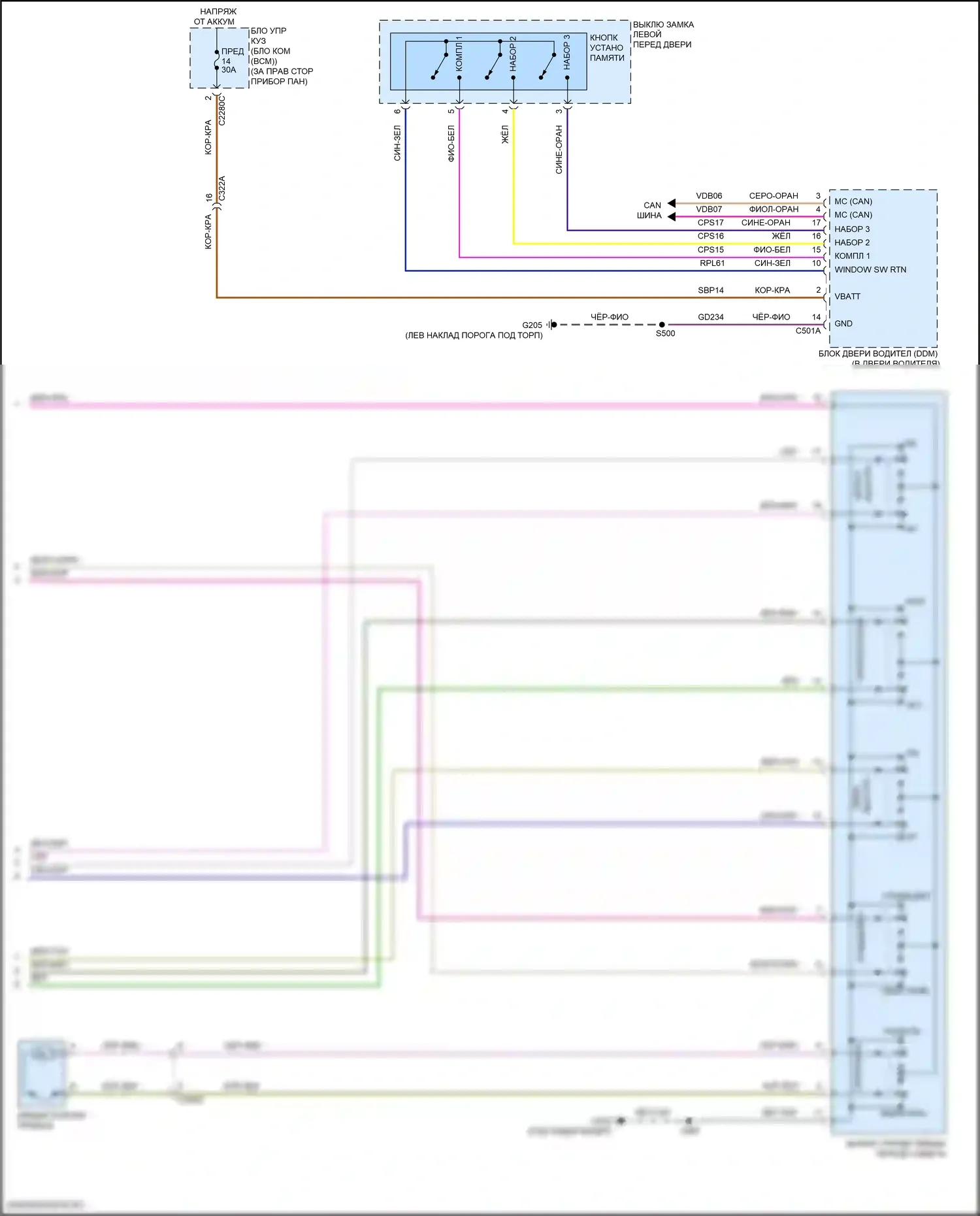 Escape Ford IV (2019-2024): Электросхема сиденья памяти водителя (2 из 2) 