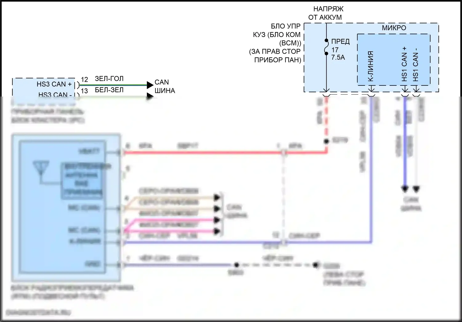 Escape Ford IV (2019-2024): Электросхема контроля давления в шинах 