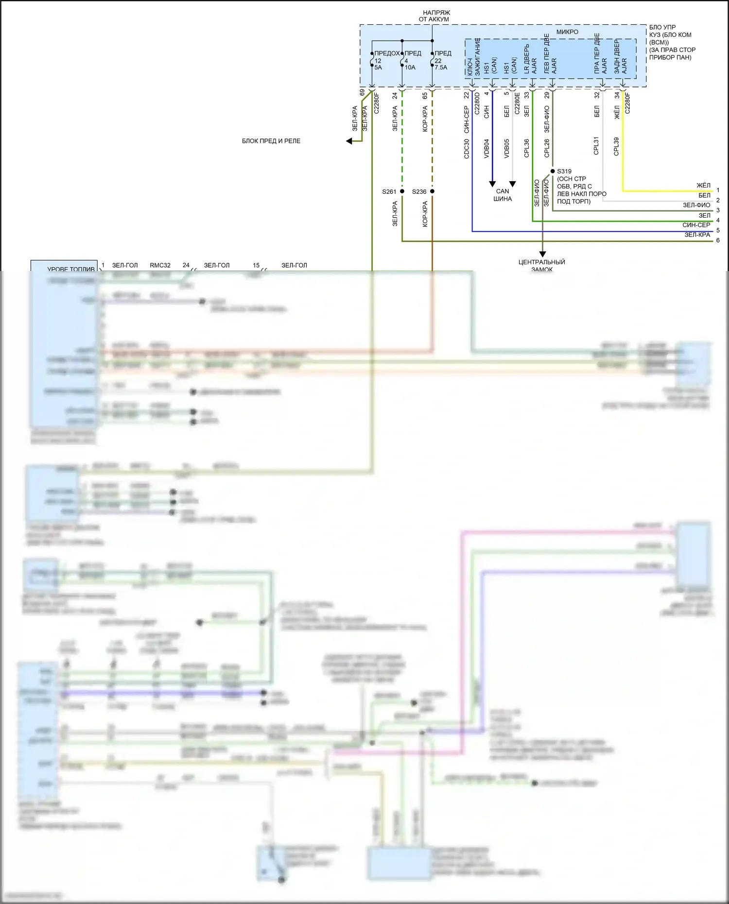 Escape Ford IV (2019-2024): Электросхема приборной панели (1 из 2) 