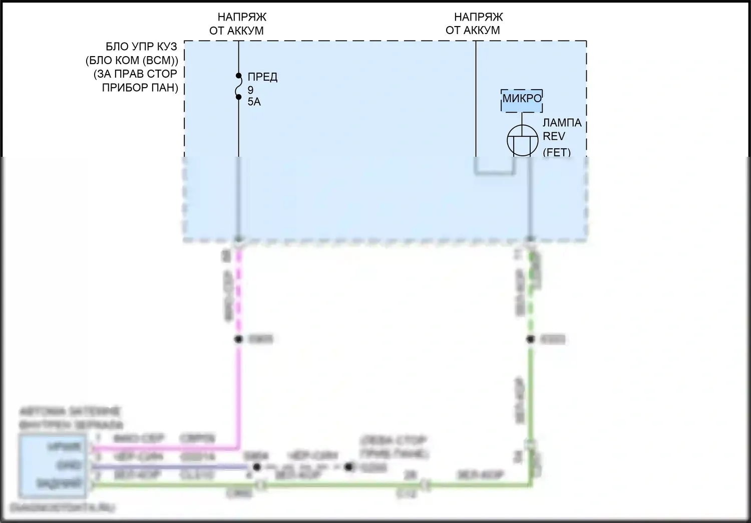 Escape Ford IV (2019-2024): Электросхема электрохромного зеркала 