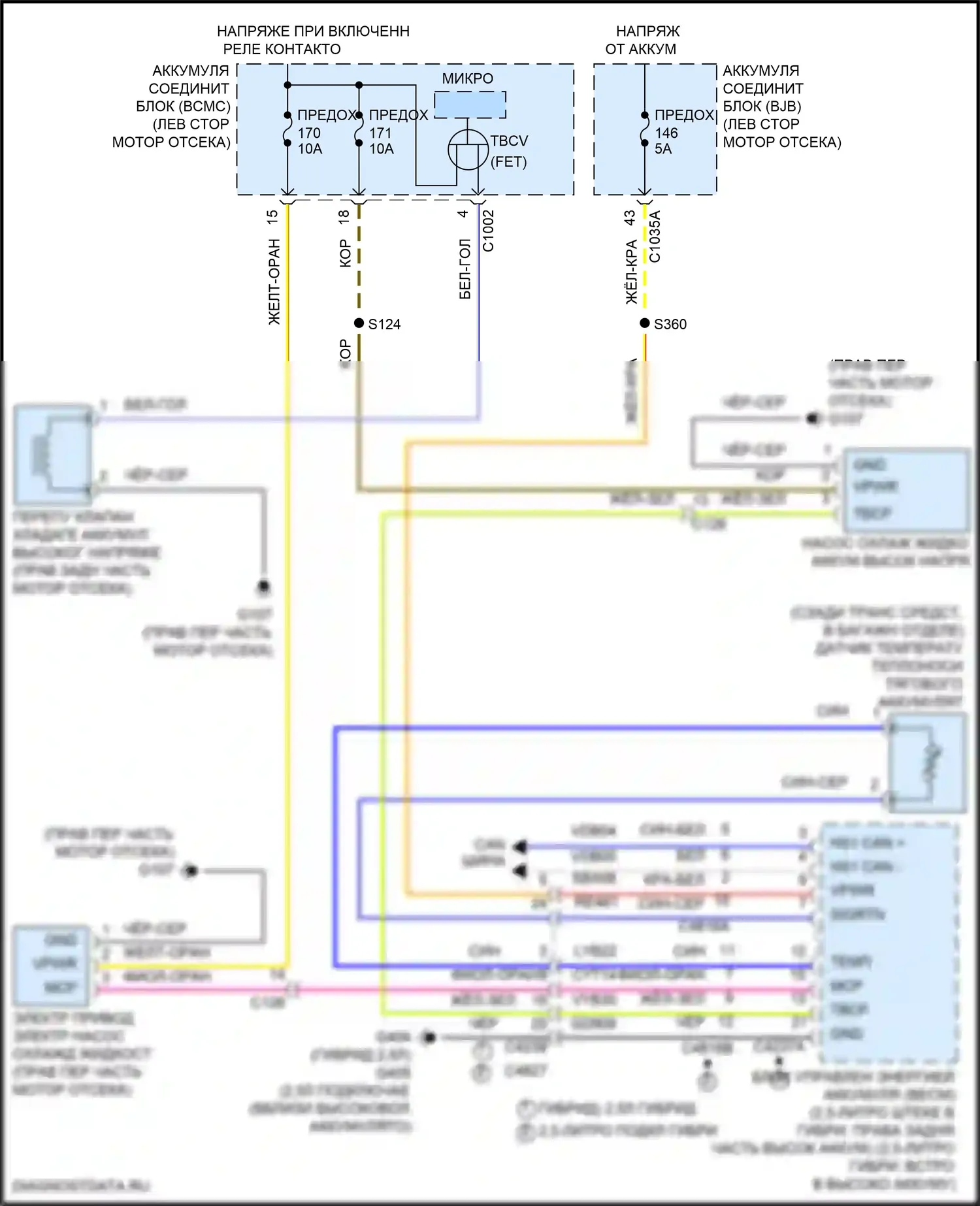 Escape Ford IV (2019-2024): Электросхема гибридного вентилятора охлаждения 